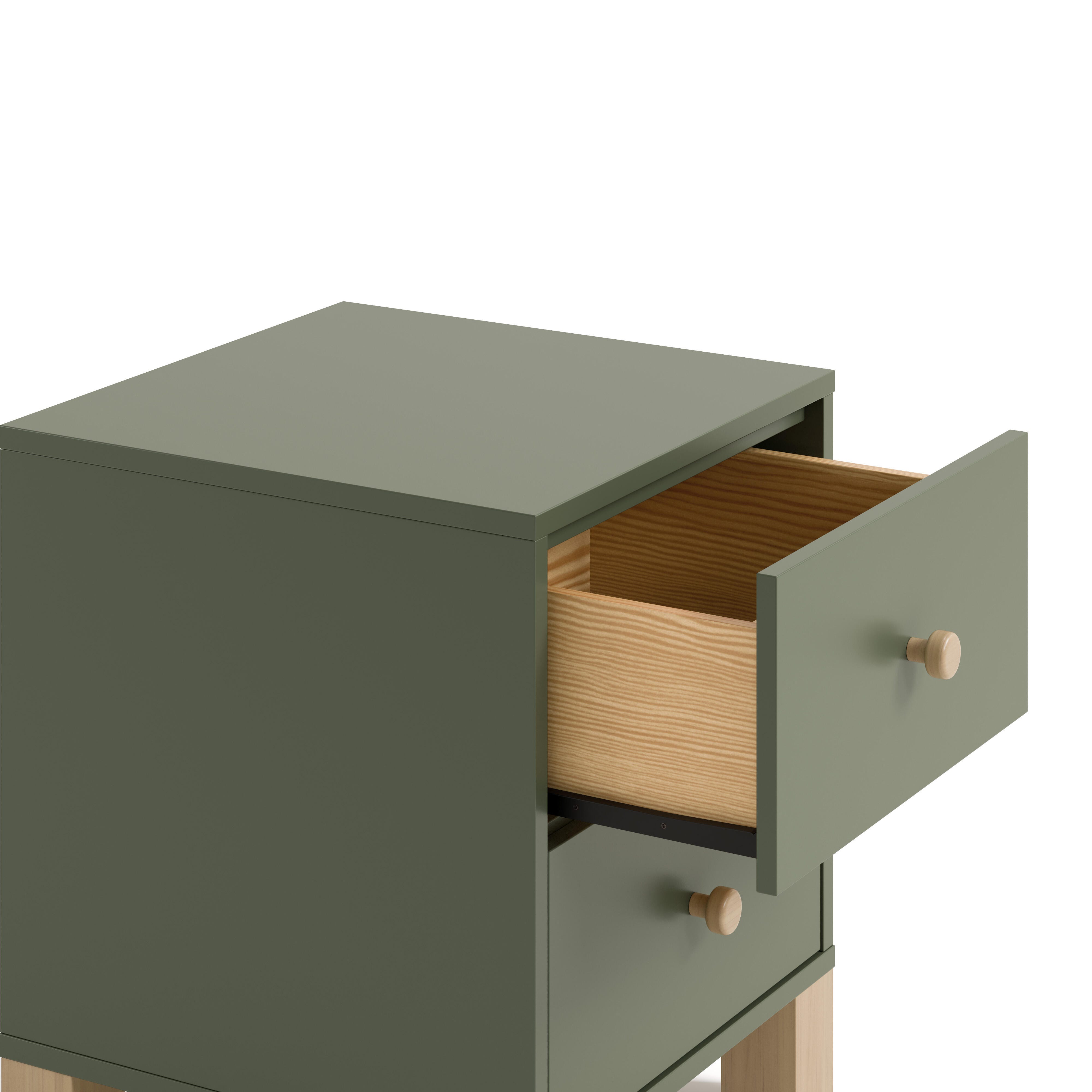 Storkcraft California 18" 2 Drawer Nightstand, Olive/Driftwood, large