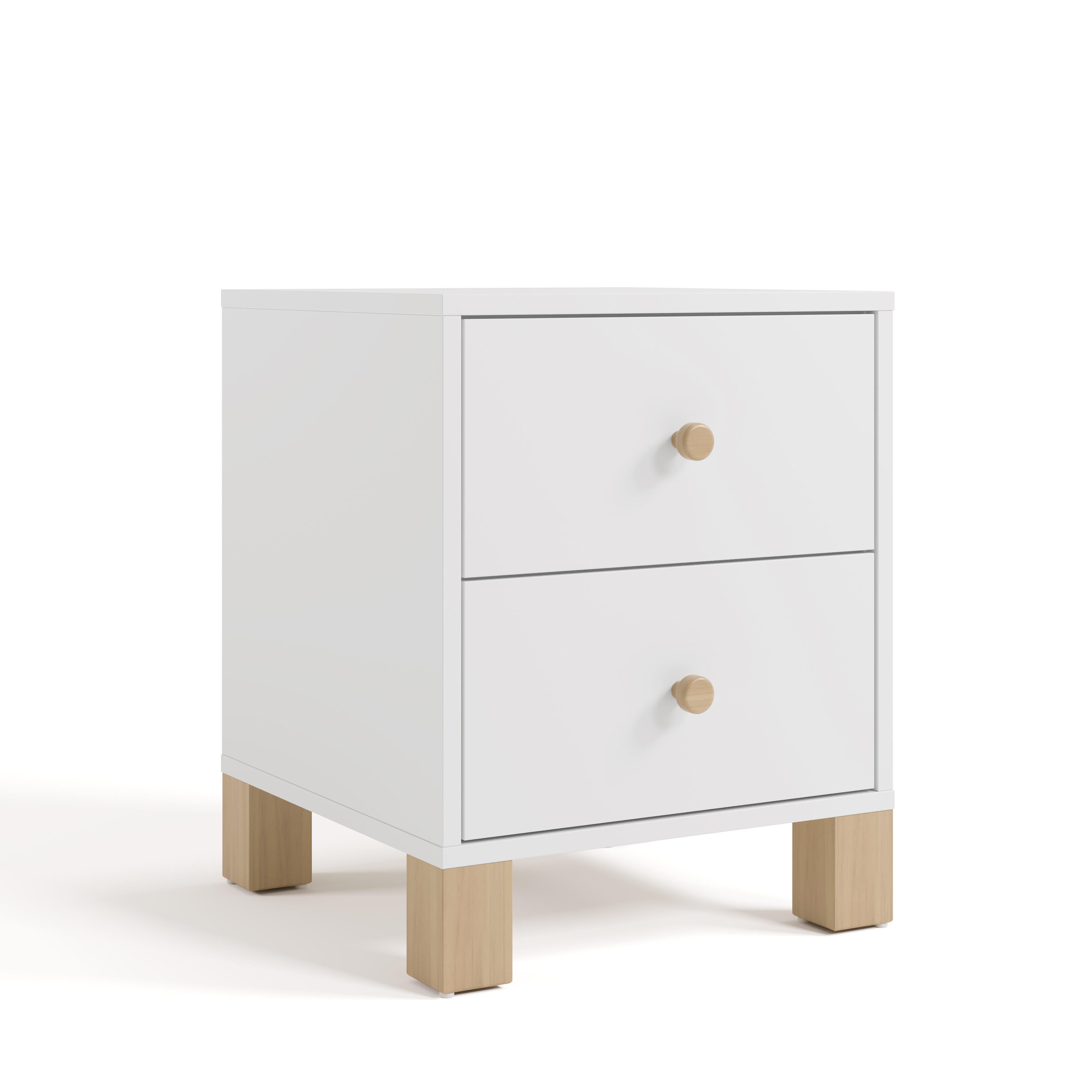 Storkcraft California 18" 2 Drawer Nightstand, White/Driftwood, large