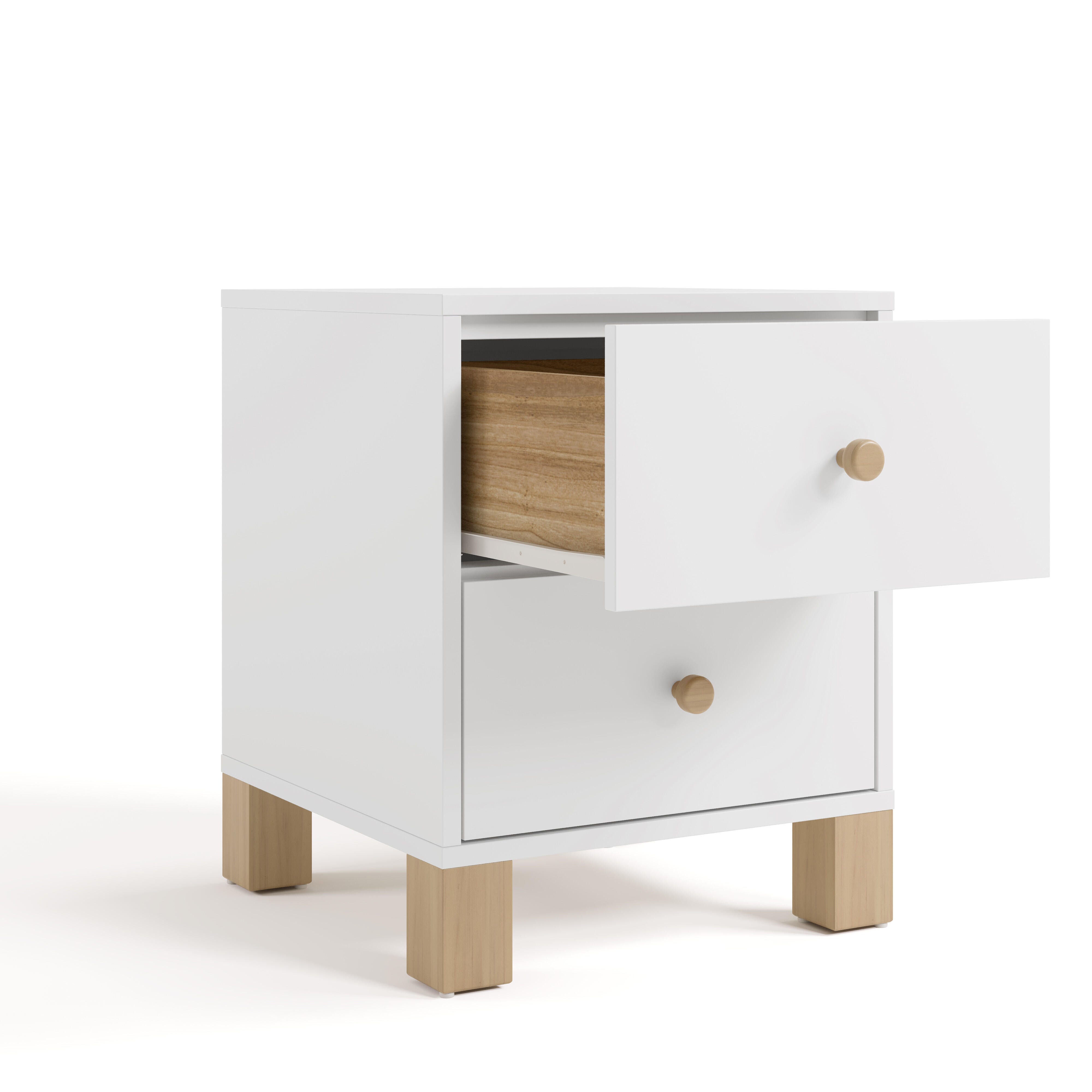Storkcraft California 18" 2 Drawer Nightstand, White/Driftwood, large