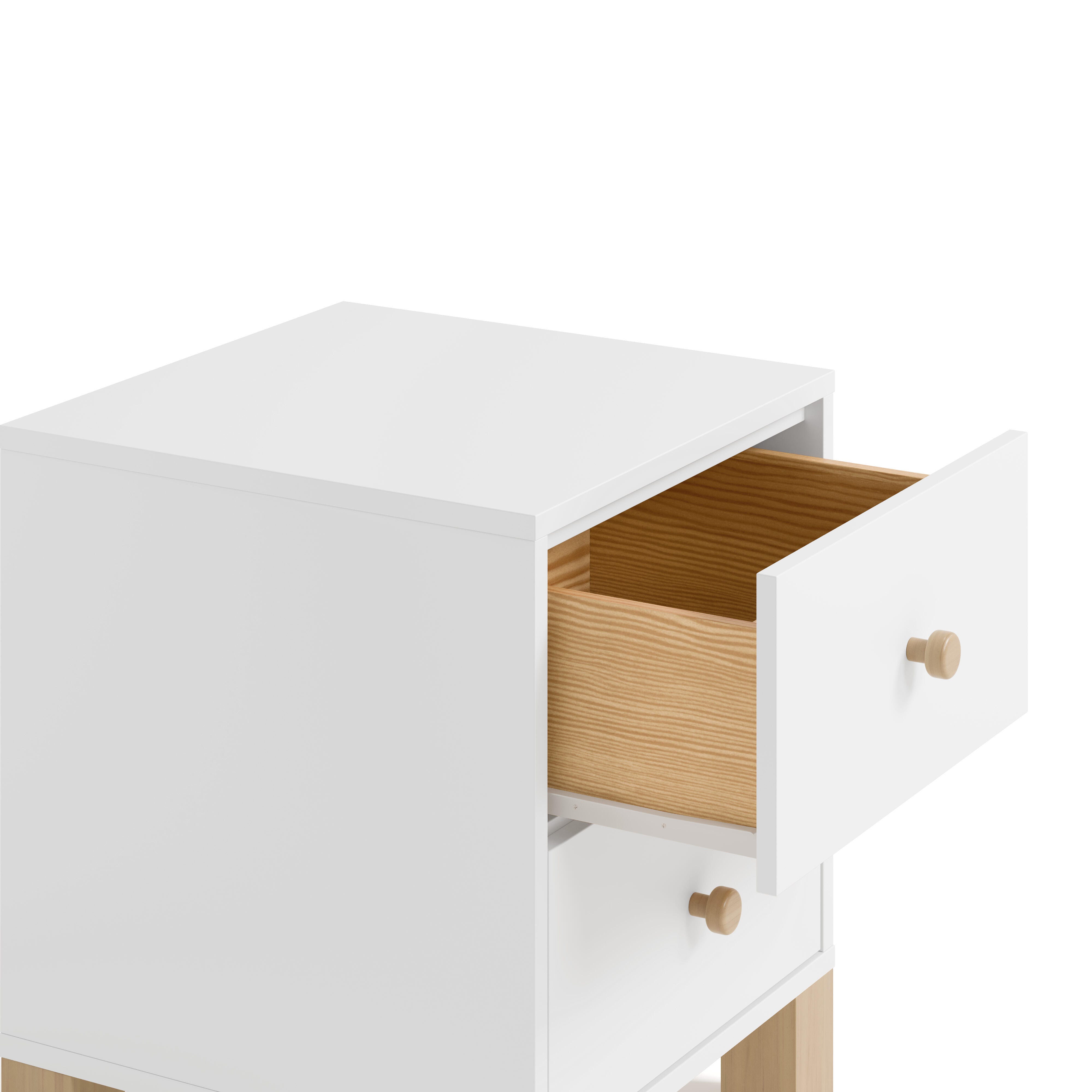 Storkcraft California 18" 2 Drawer Nightstand, White/Driftwood, large