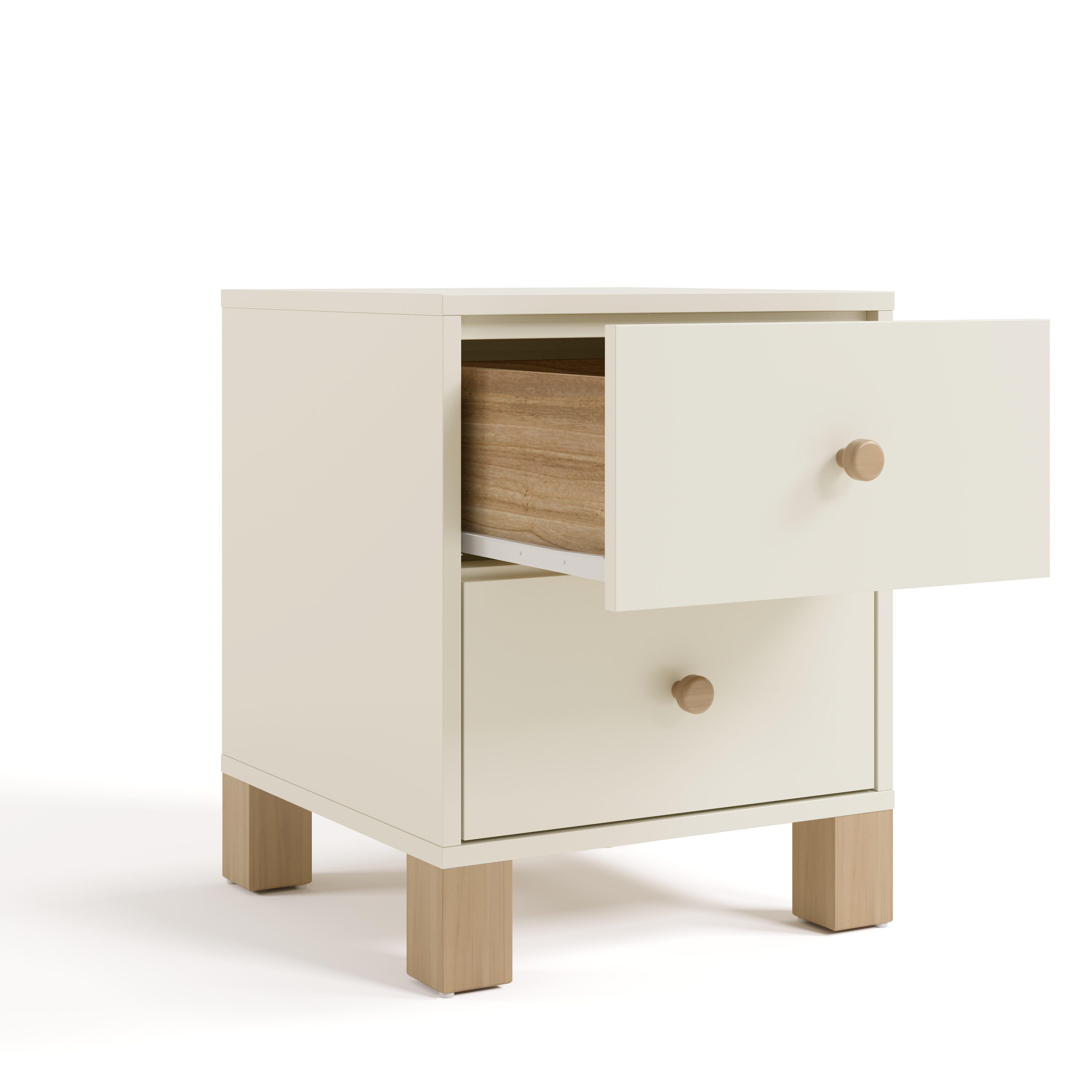 Storkcraft California 18" 2 Drawer Nightstand, Frosted Oat/Driftwood, large