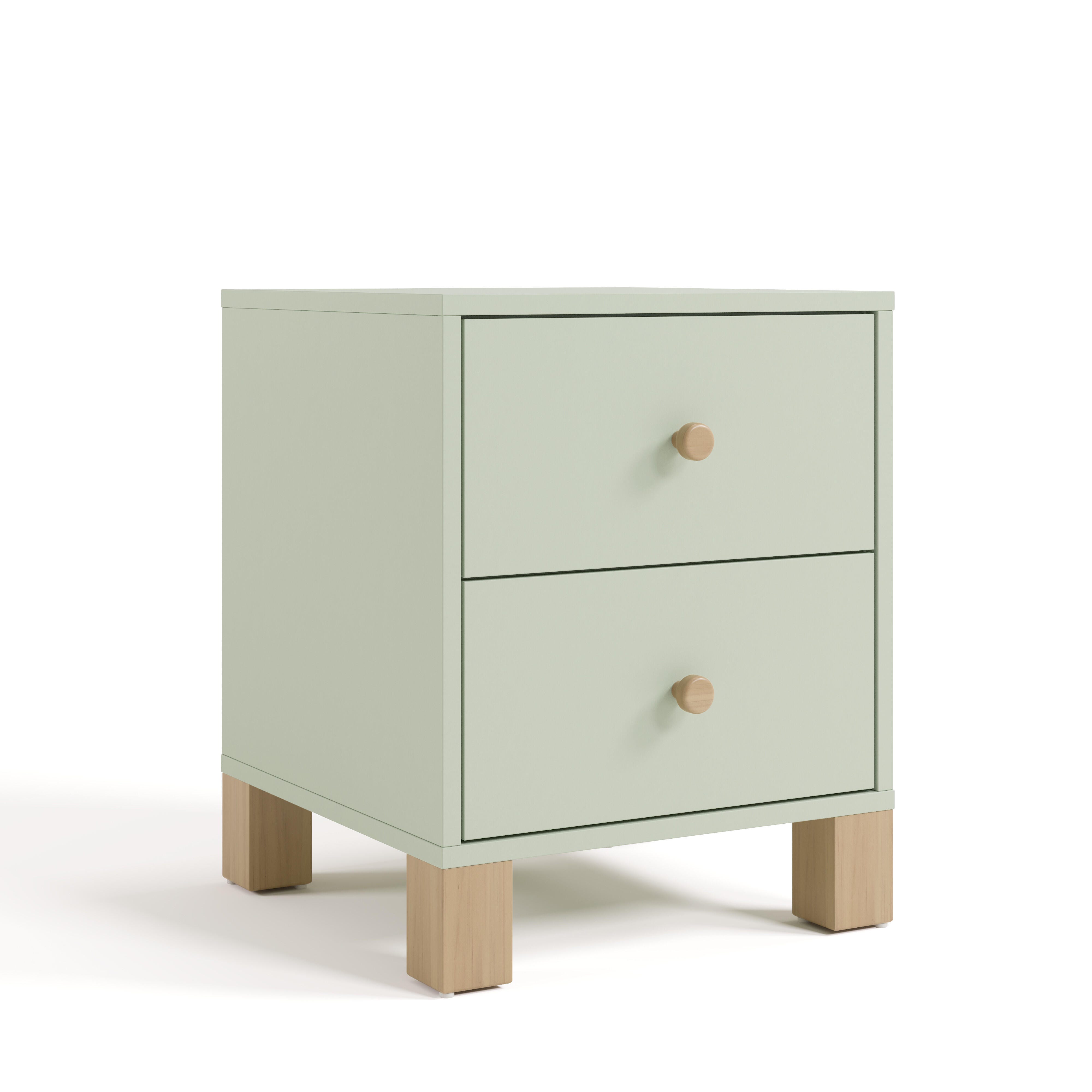 Storkcraft California 18" 2 Drawer Nightstand, Sage/Driftwood, large