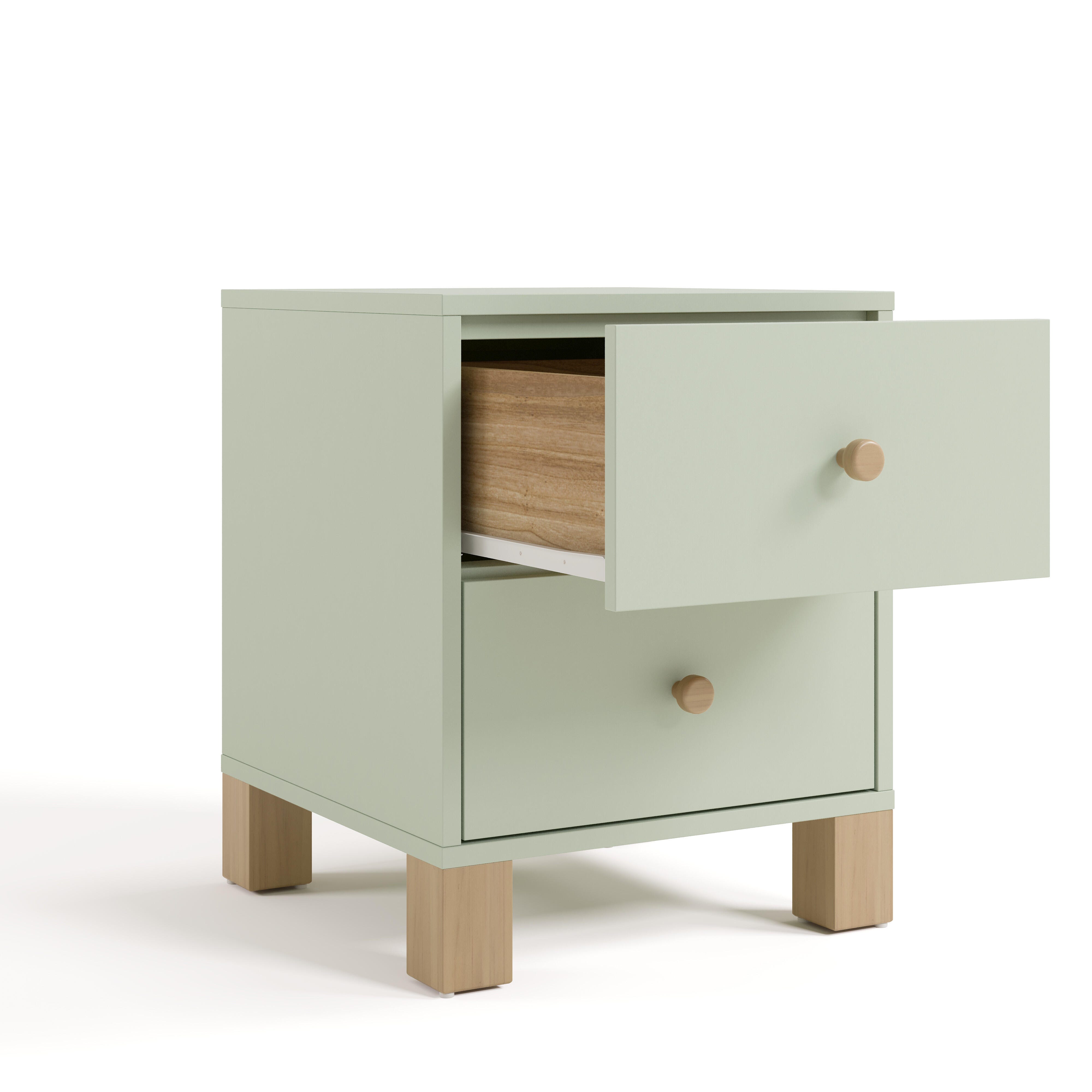Storkcraft California 18" 2 Drawer Nightstand, Sage/Driftwood, large