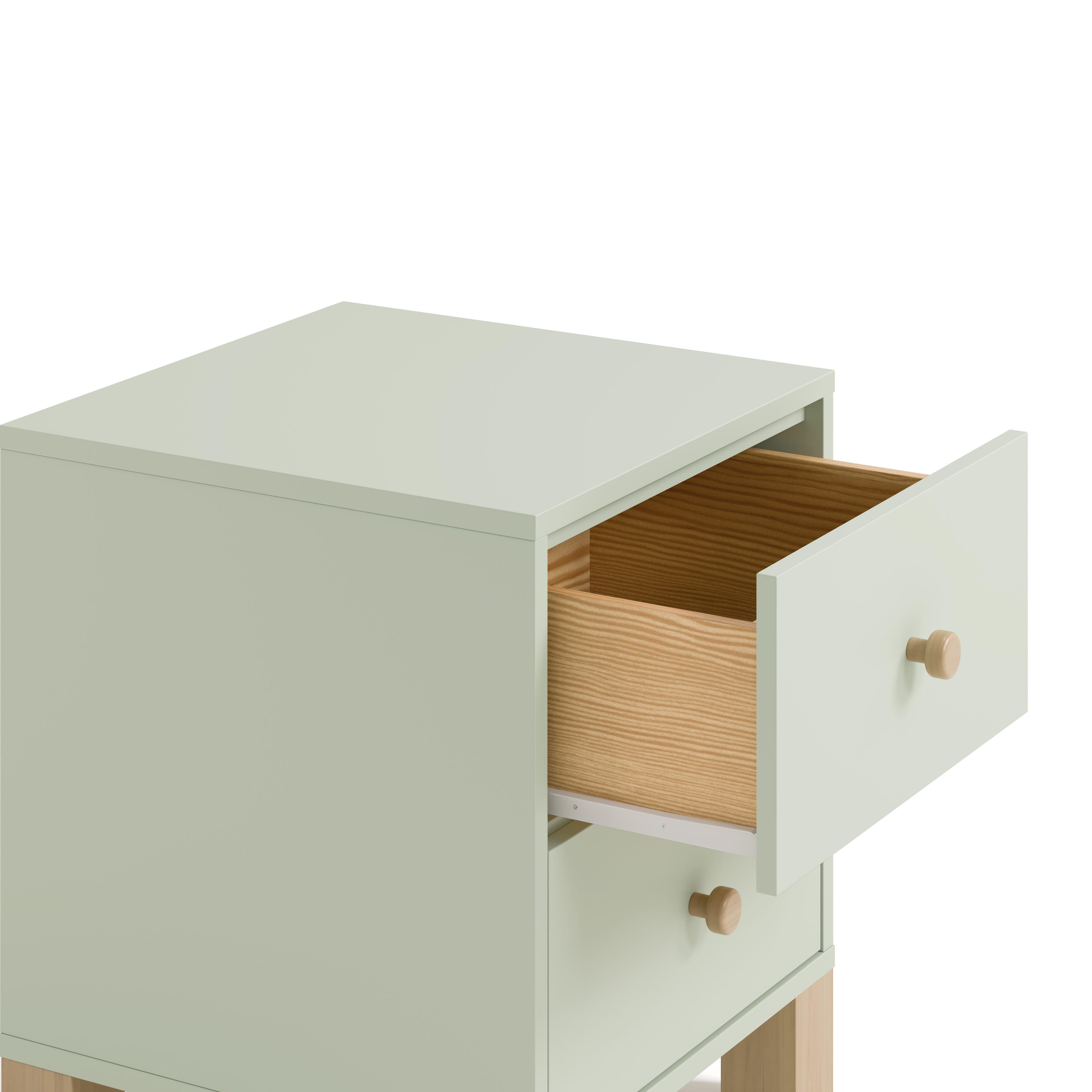 Storkcraft California 18" 2 Drawer Nightstand, Sage/Driftwood, large