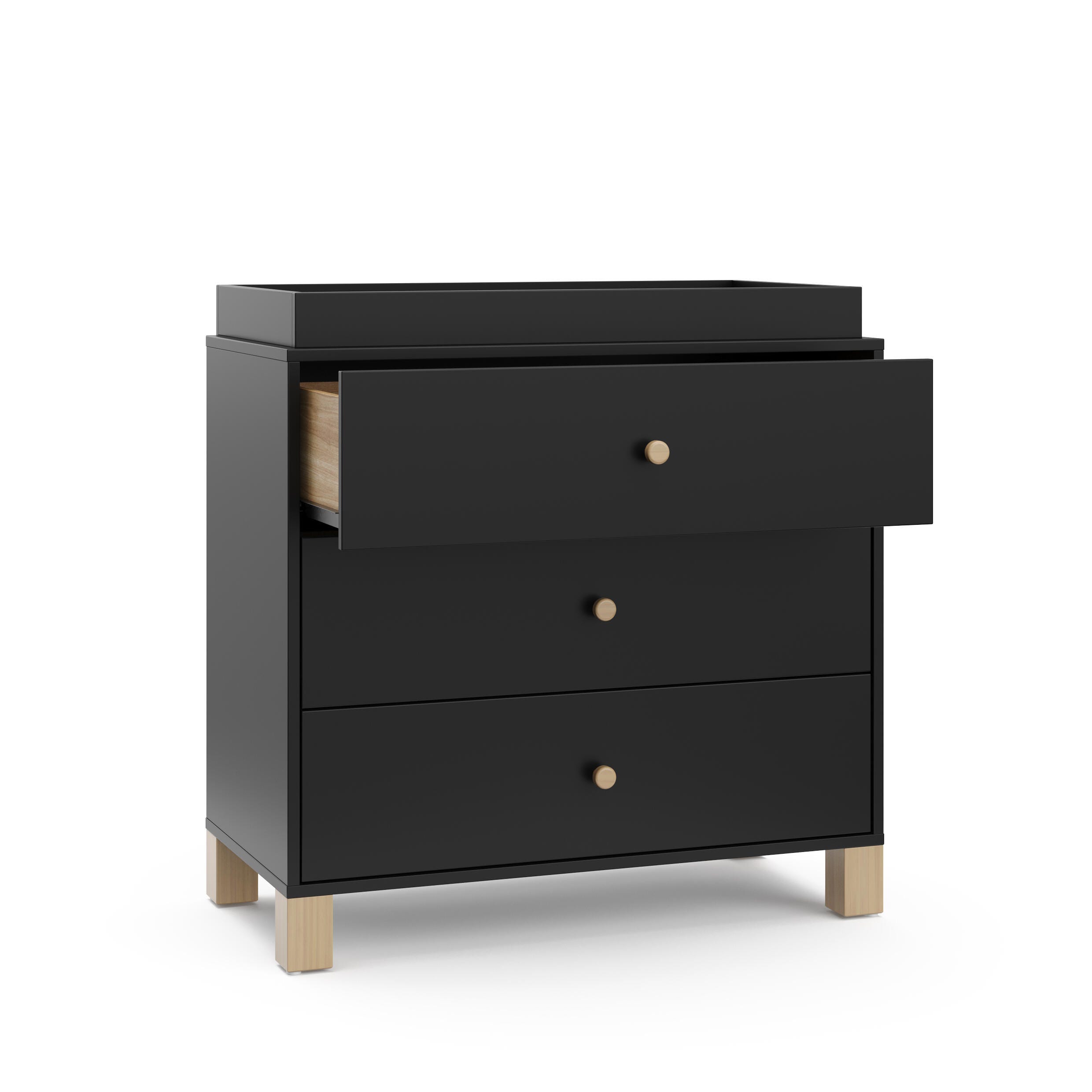 Storkcraft California 3 Drawer Chest of Drawers, Black/Driftwood, large