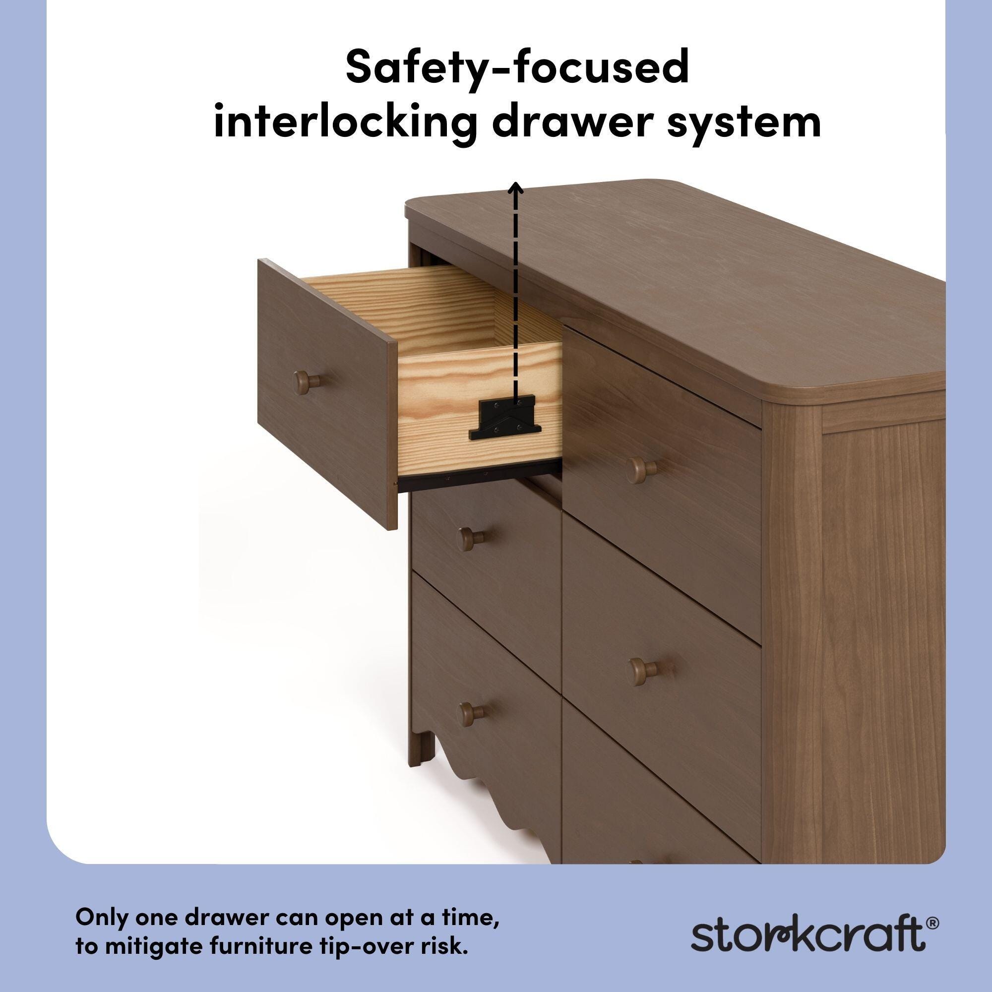 Storkcraft Casablanca 6 Drawer Dresser, Hazelnut, large