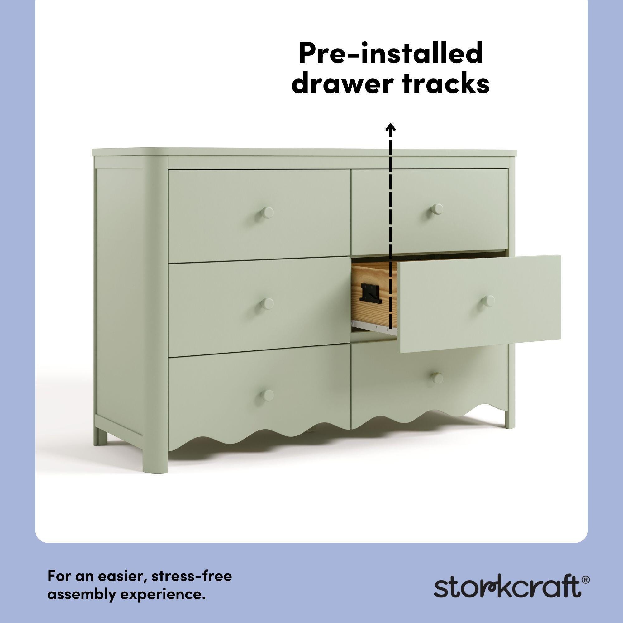 Storkcraft Casablanca 6 Drawer Dresser, Sage, large