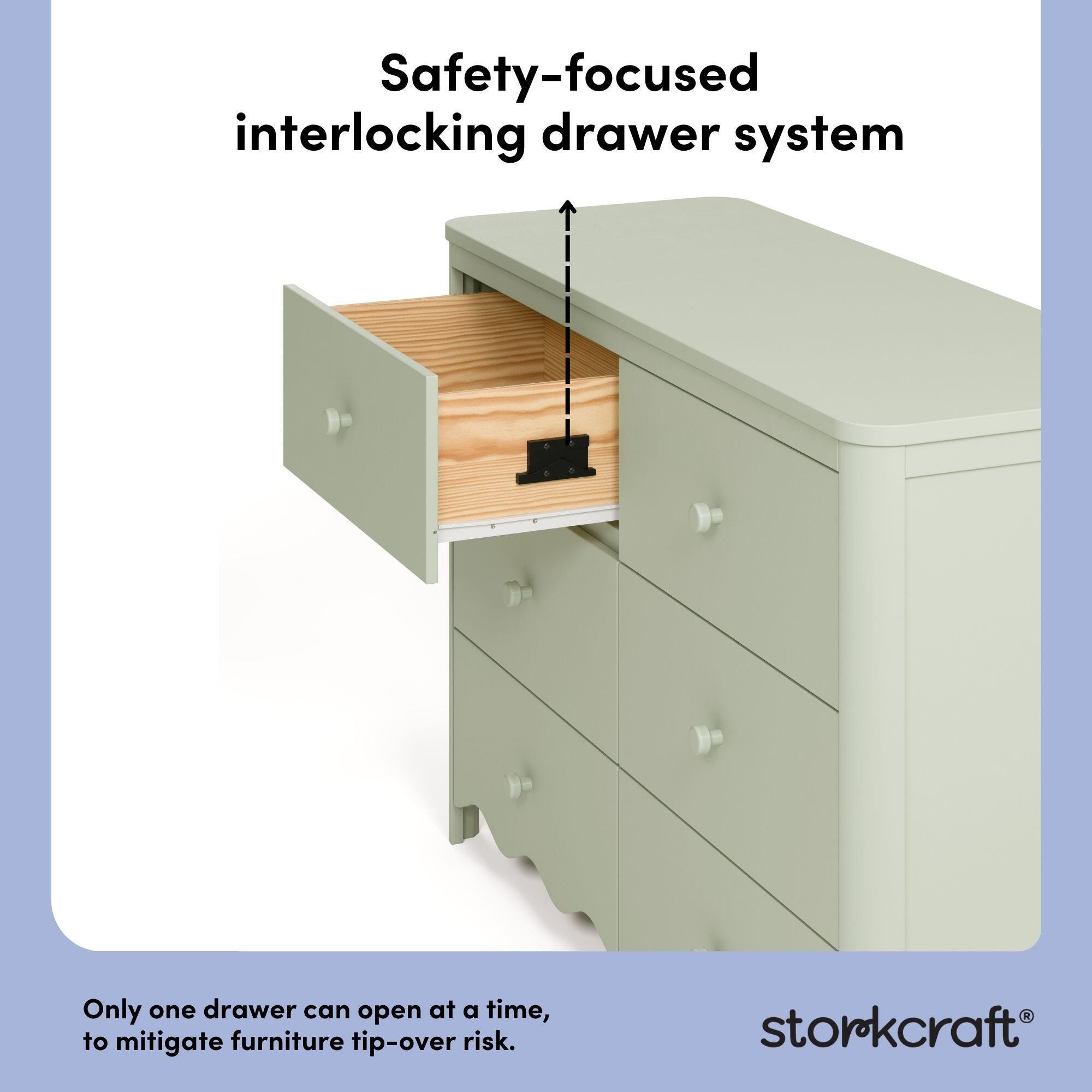 Storkcraft Casablanca 6 Drawer Dresser, Sage, large