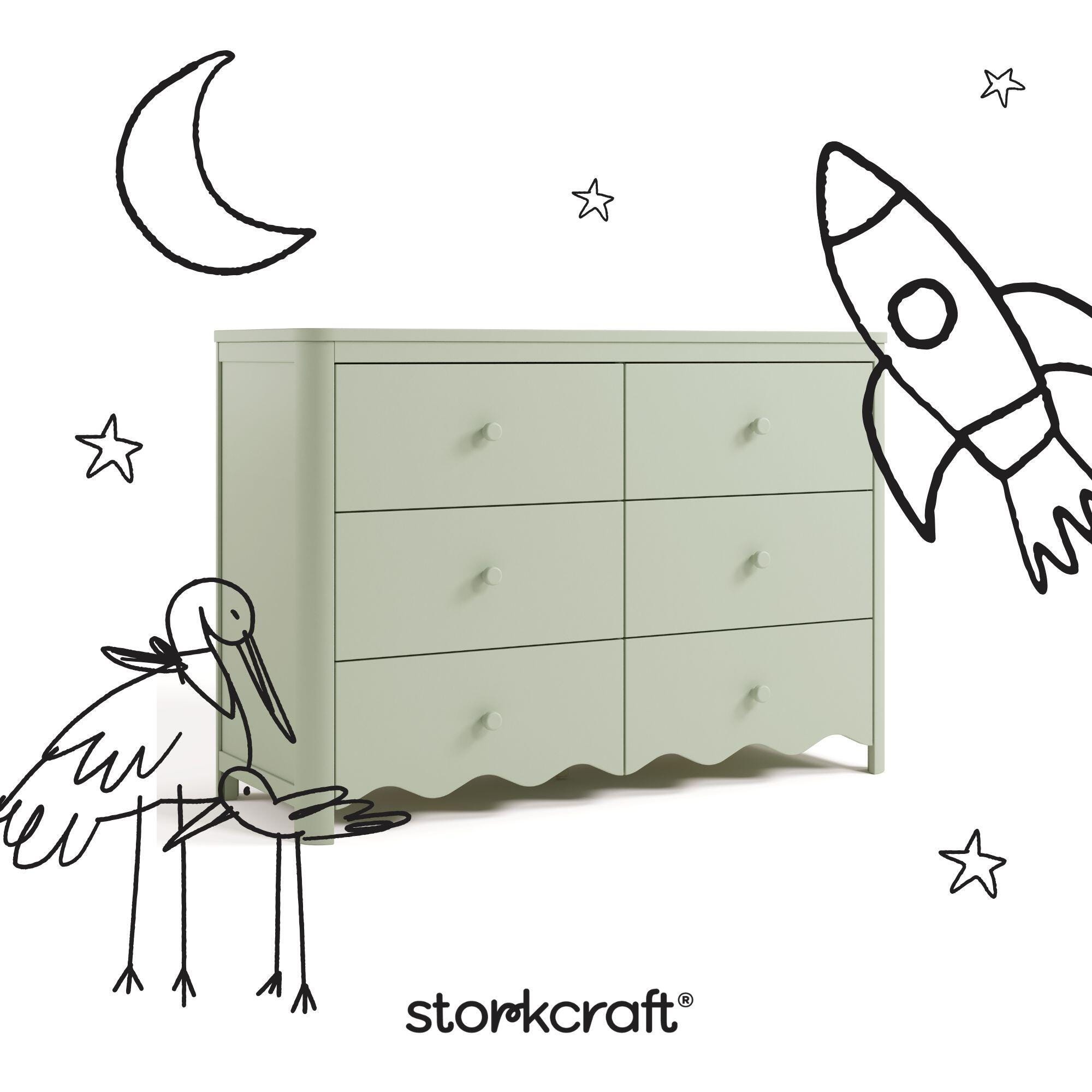 Storkcraft Casablanca 6 Drawer Dresser, Sage, large
