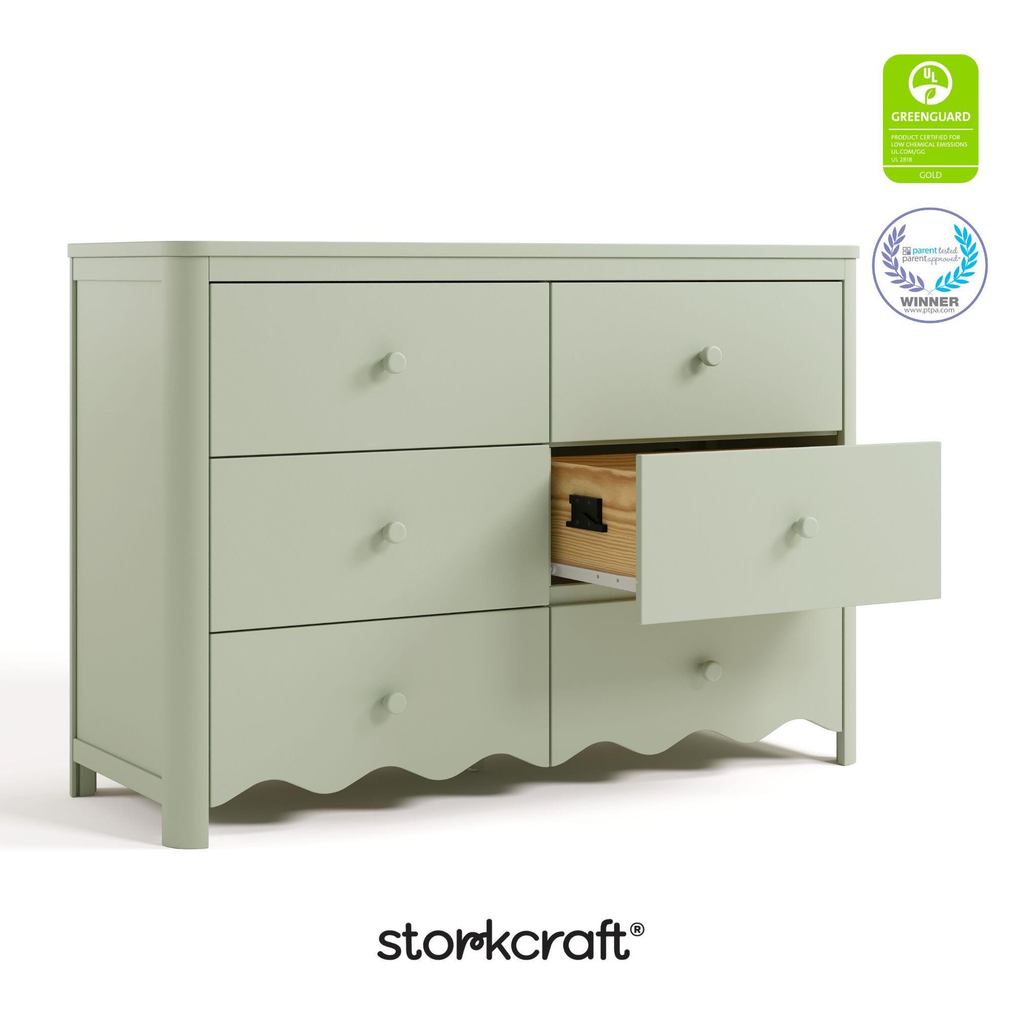Storkcraft Casablanca 6 Drawer Dresser, Sage, large
