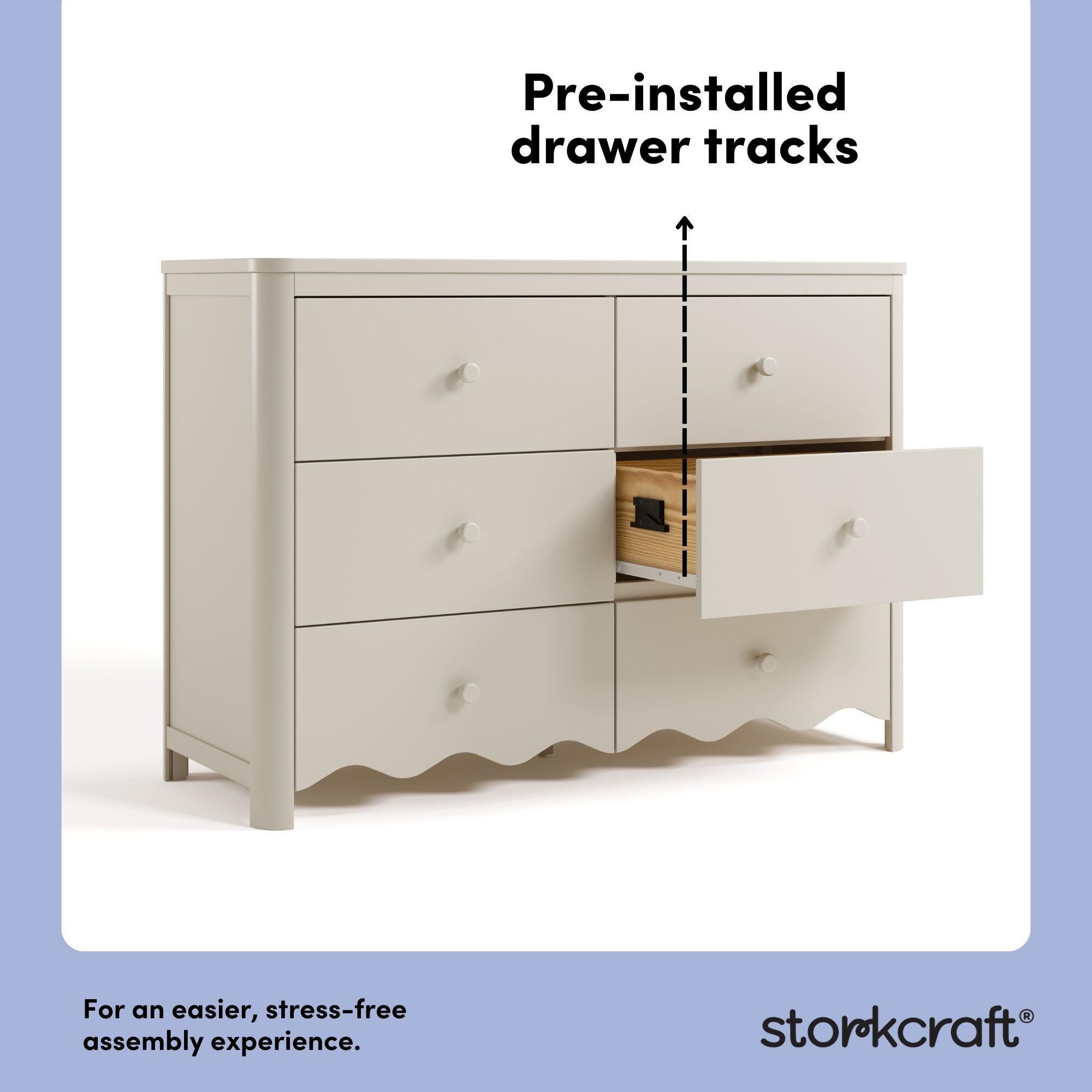 Storkcraft Casablanca 6 Drawer Dresser, Frosted Oat, large