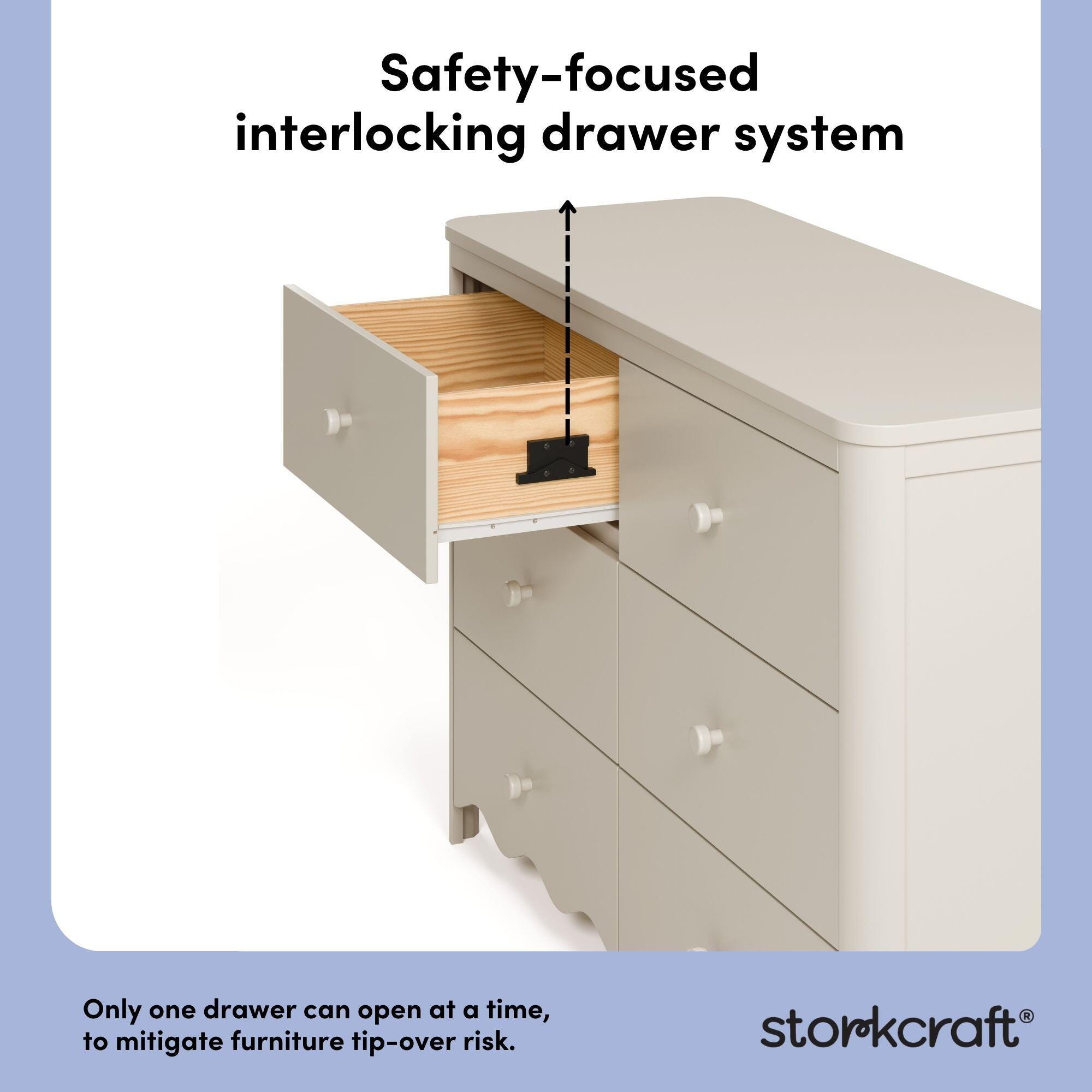 Storkcraft Casablanca 6 Drawer Dresser, Frosted Oat, large