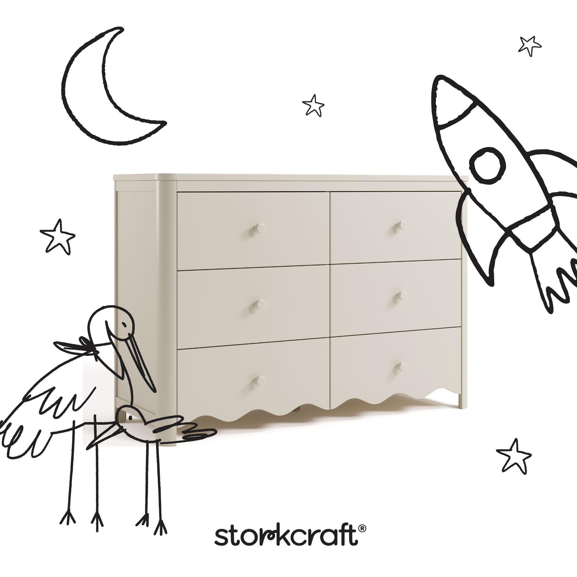 Storkcraft Casablanca 6 Drawer Dresser, Frosted Oat, large