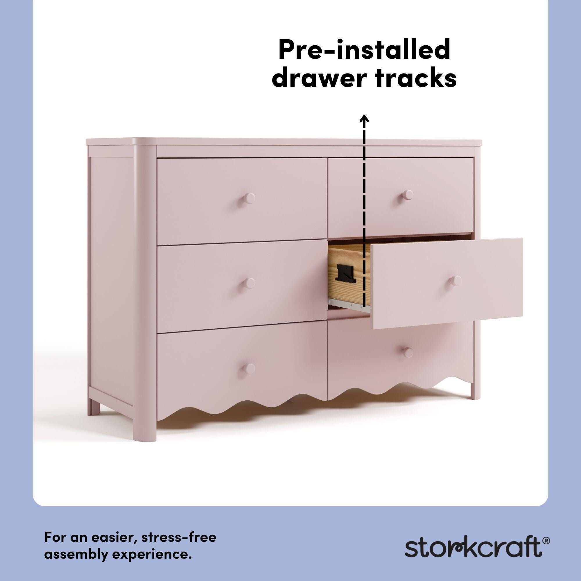 Storkcraft Casablanca 6 Drawer Dresser, Blush, large