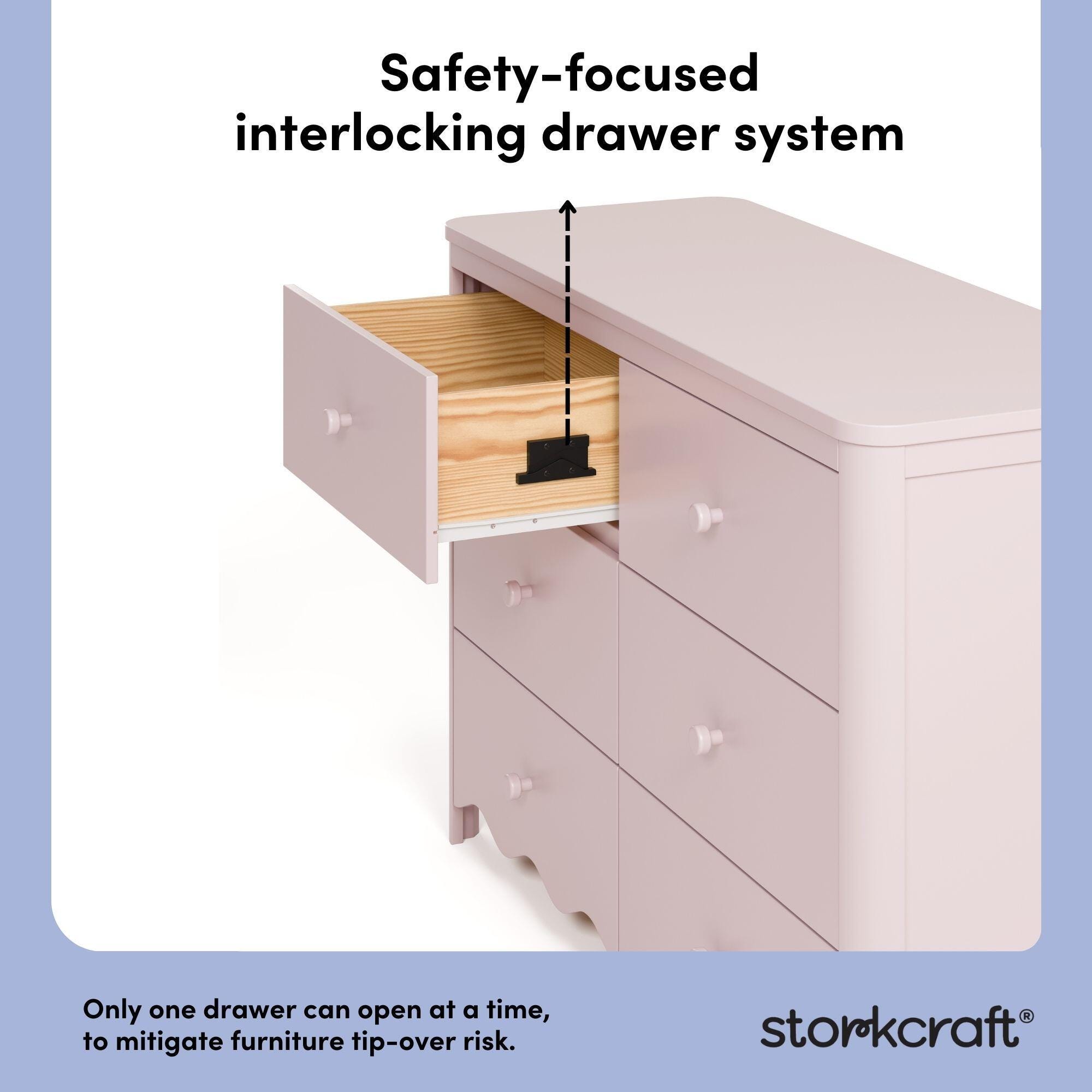 Storkcraft Casablanca 6 Drawer Dresser, Blush, large