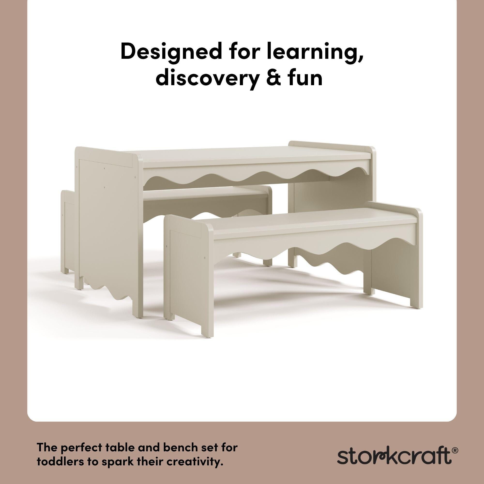 Storkcraft Casablanca Kids Table and Bench Set, Frosted Oat, large