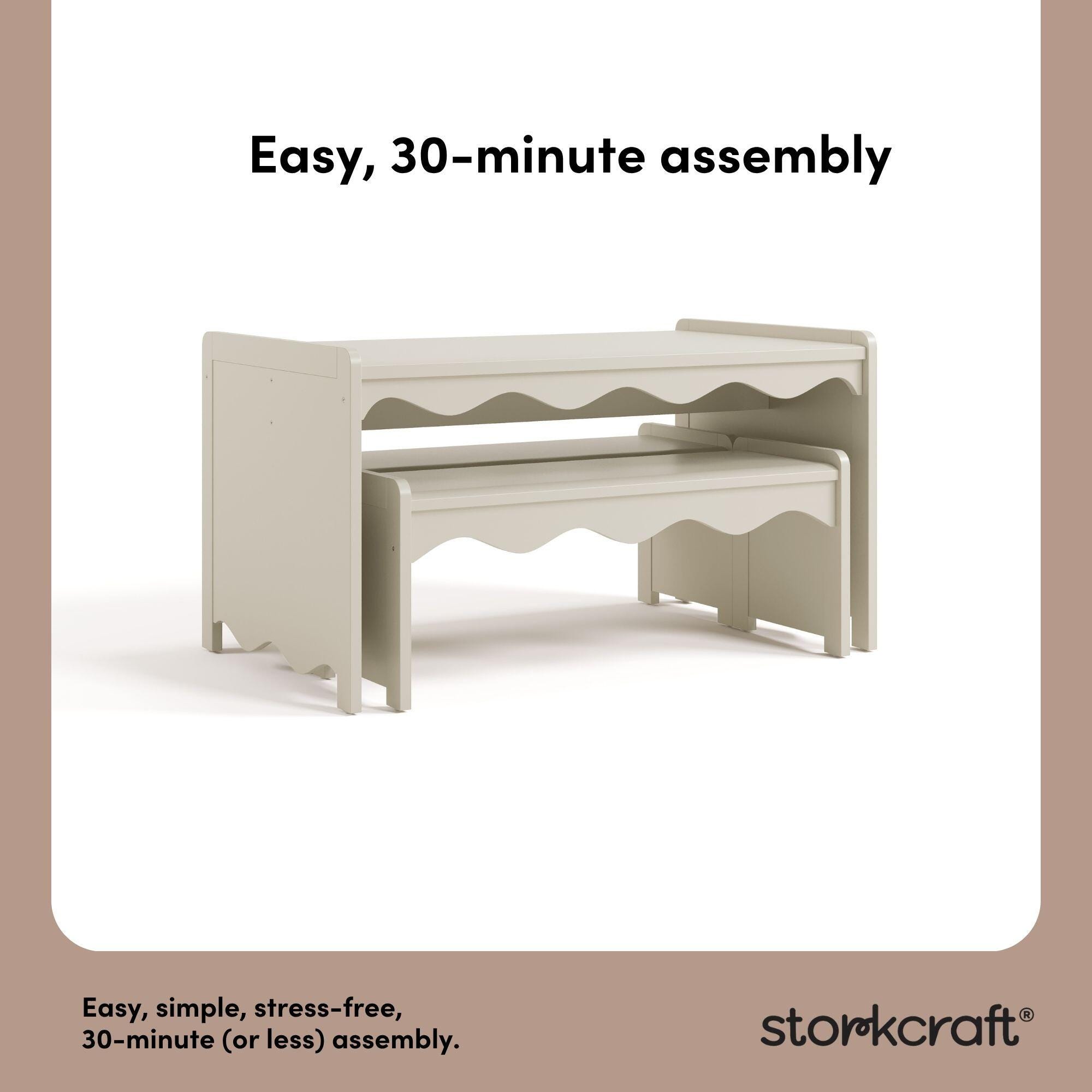 Storkcraft Casablanca Kids Table and Bench Set, Frosted Oat, large