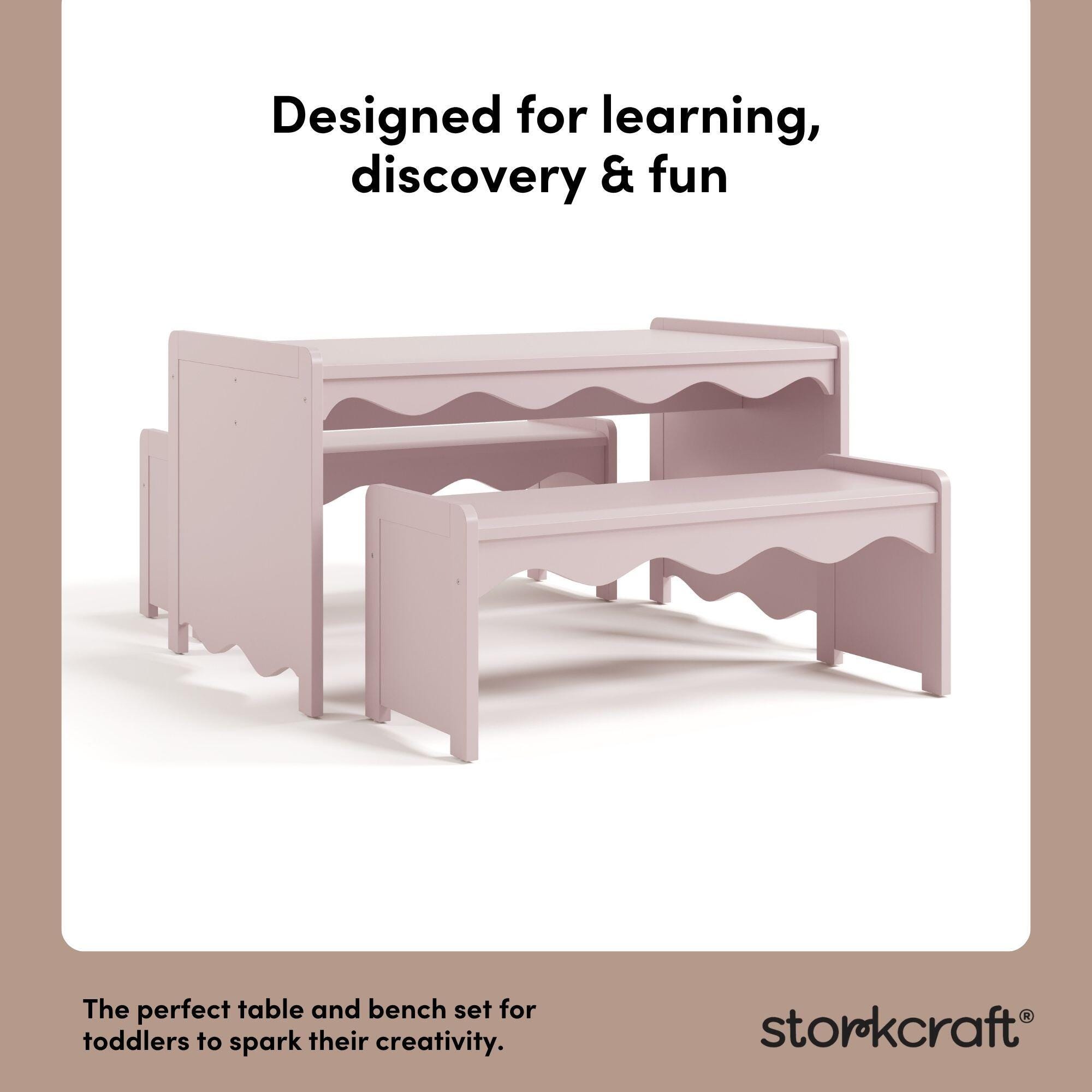 Storkcraft Casablanca Kids Table and Bench Set, Blush, large