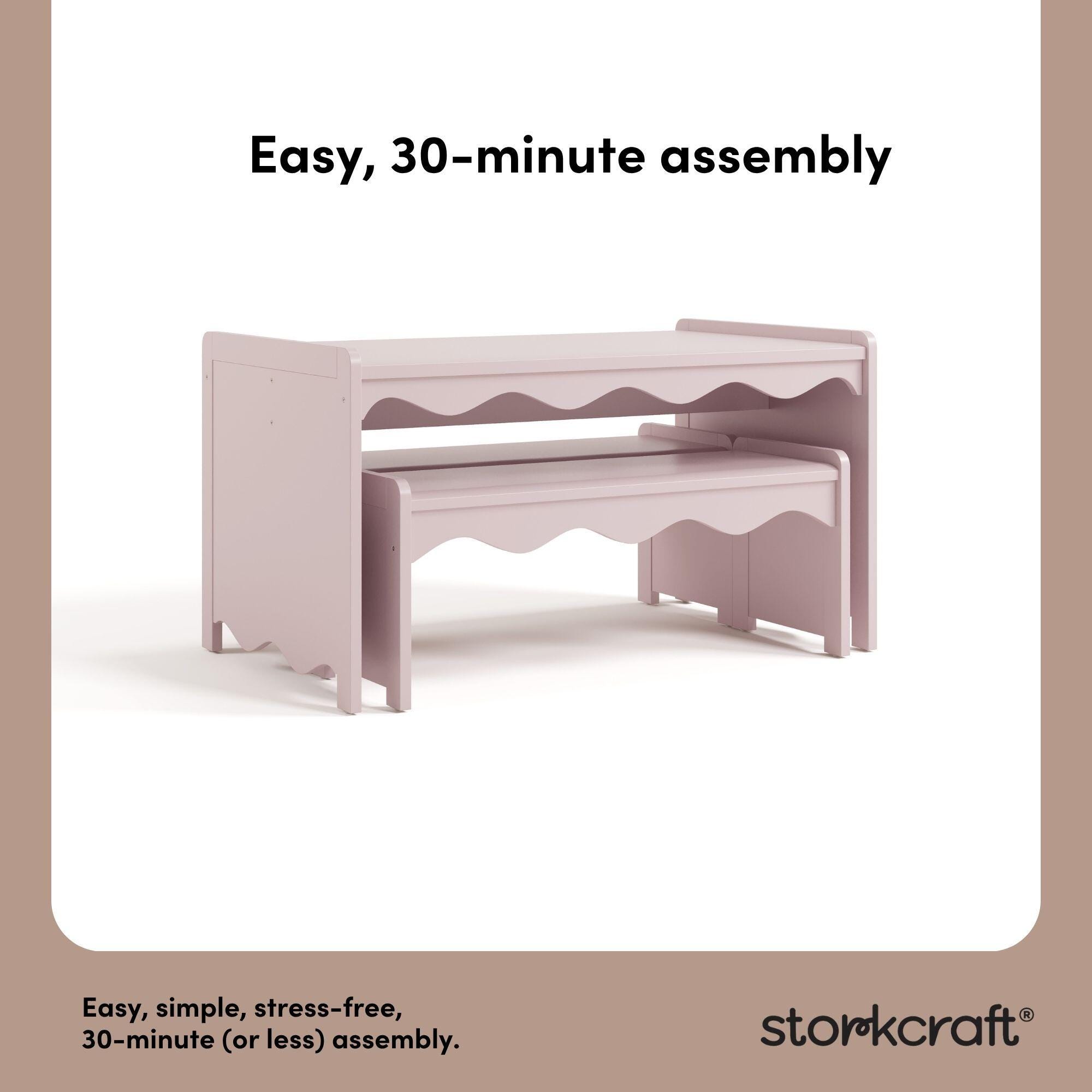 Storkcraft Casablanca Kids Table and Bench Set, Blush, large