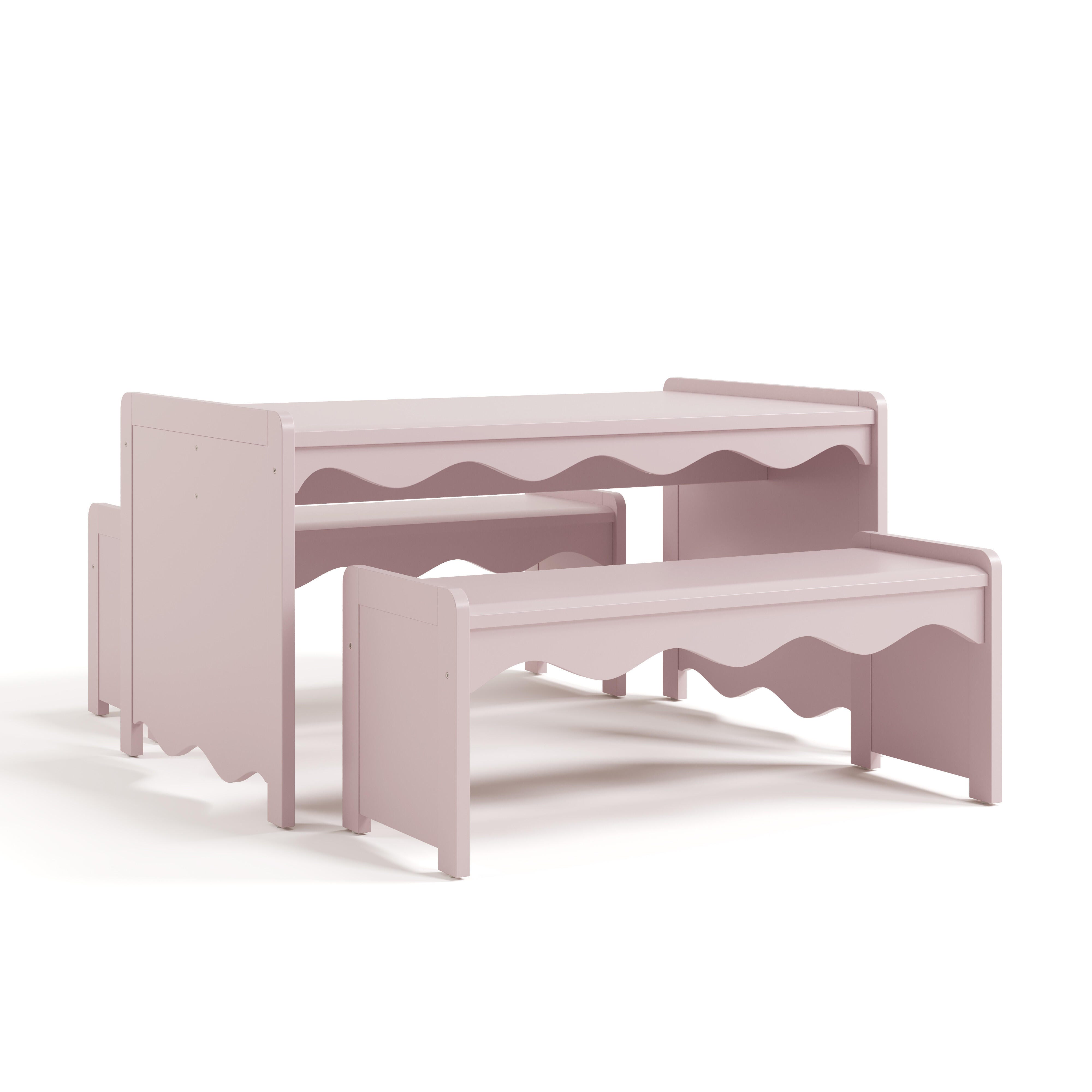 Storkcraft Casablanca Kids Table and Bench Set, Blush, large