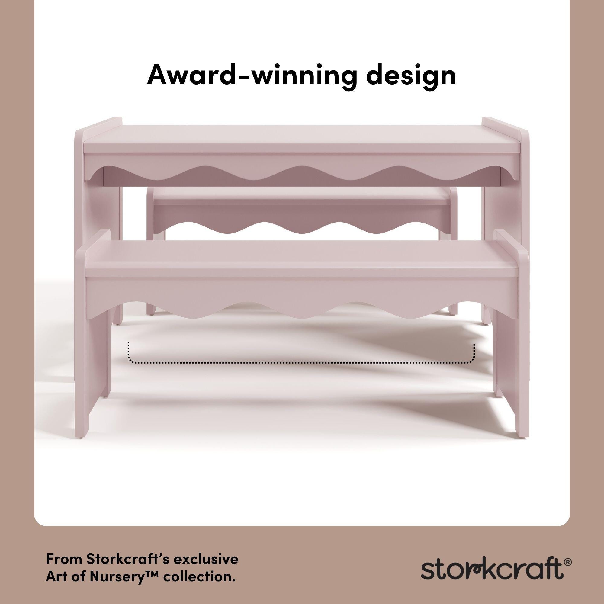 Storkcraft Casablanca Kids Table and Bench Set, Blush, large