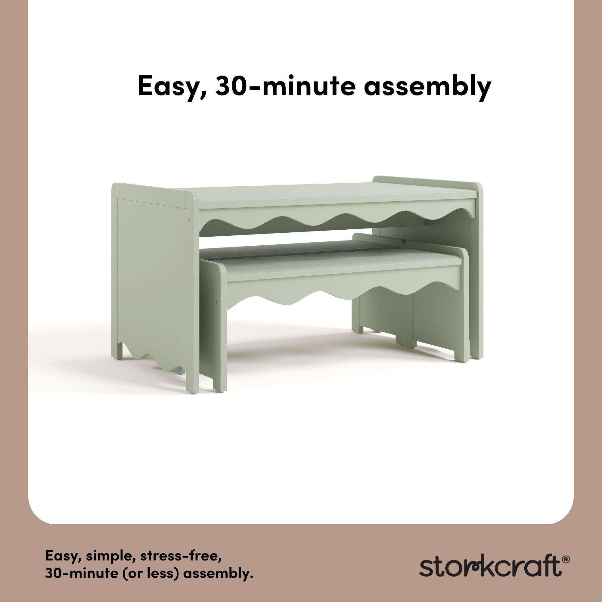 Storkcraft Casablanca Kids Table and Bench Set, Sage, large