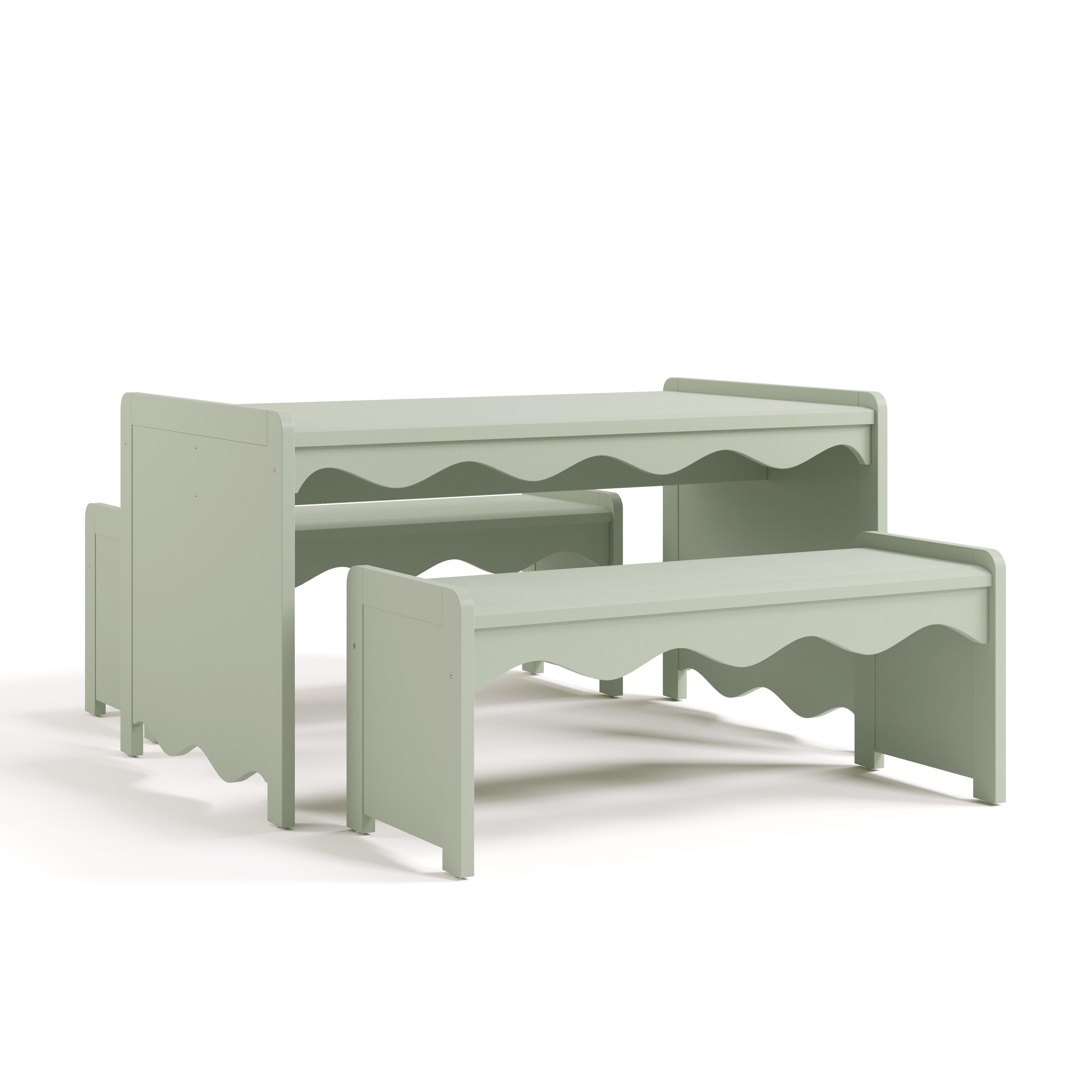 Storkcraft Casablanca Kids Table and Bench Set, Sage, large