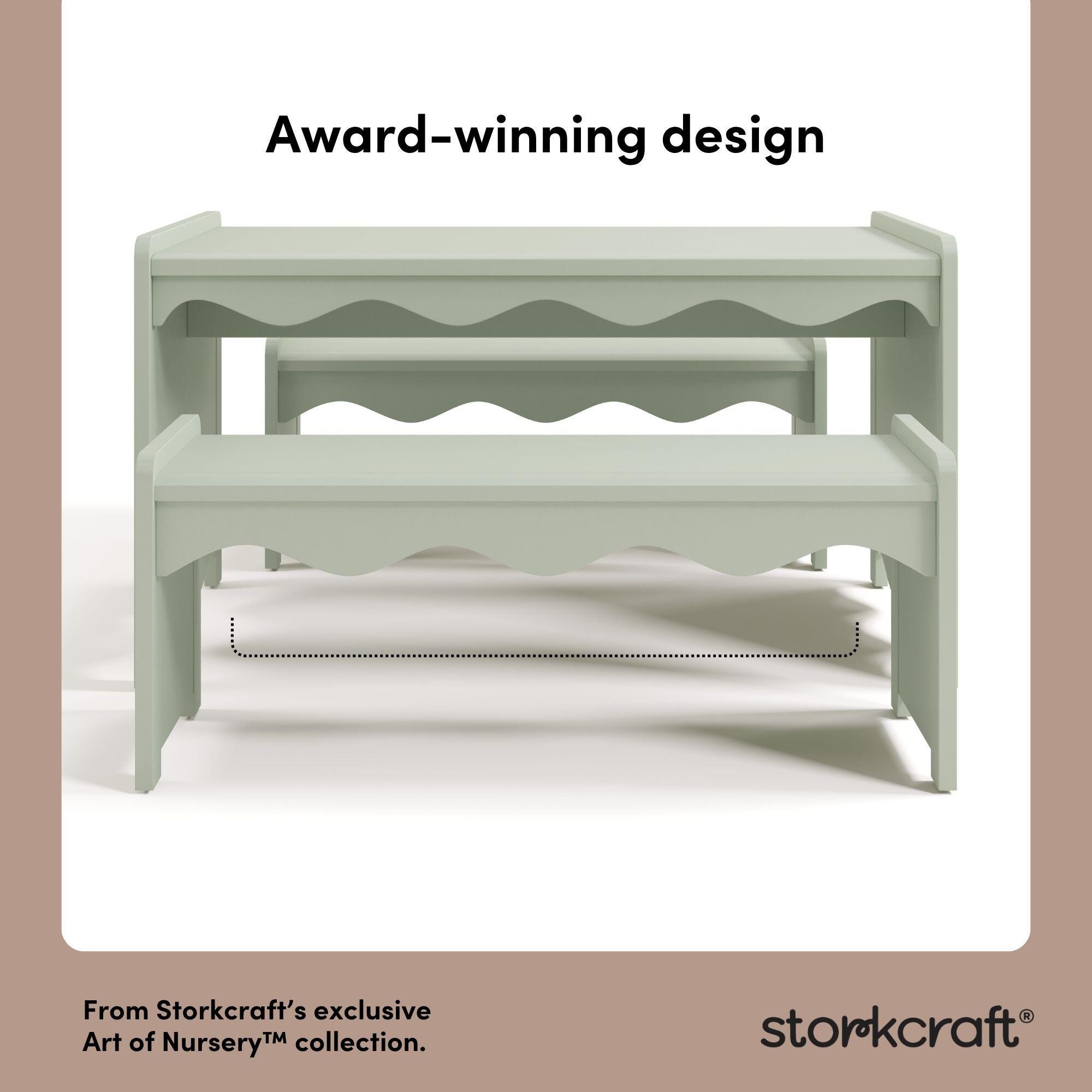 Storkcraft Casablanca Kids Table and Bench Set, Sage, large