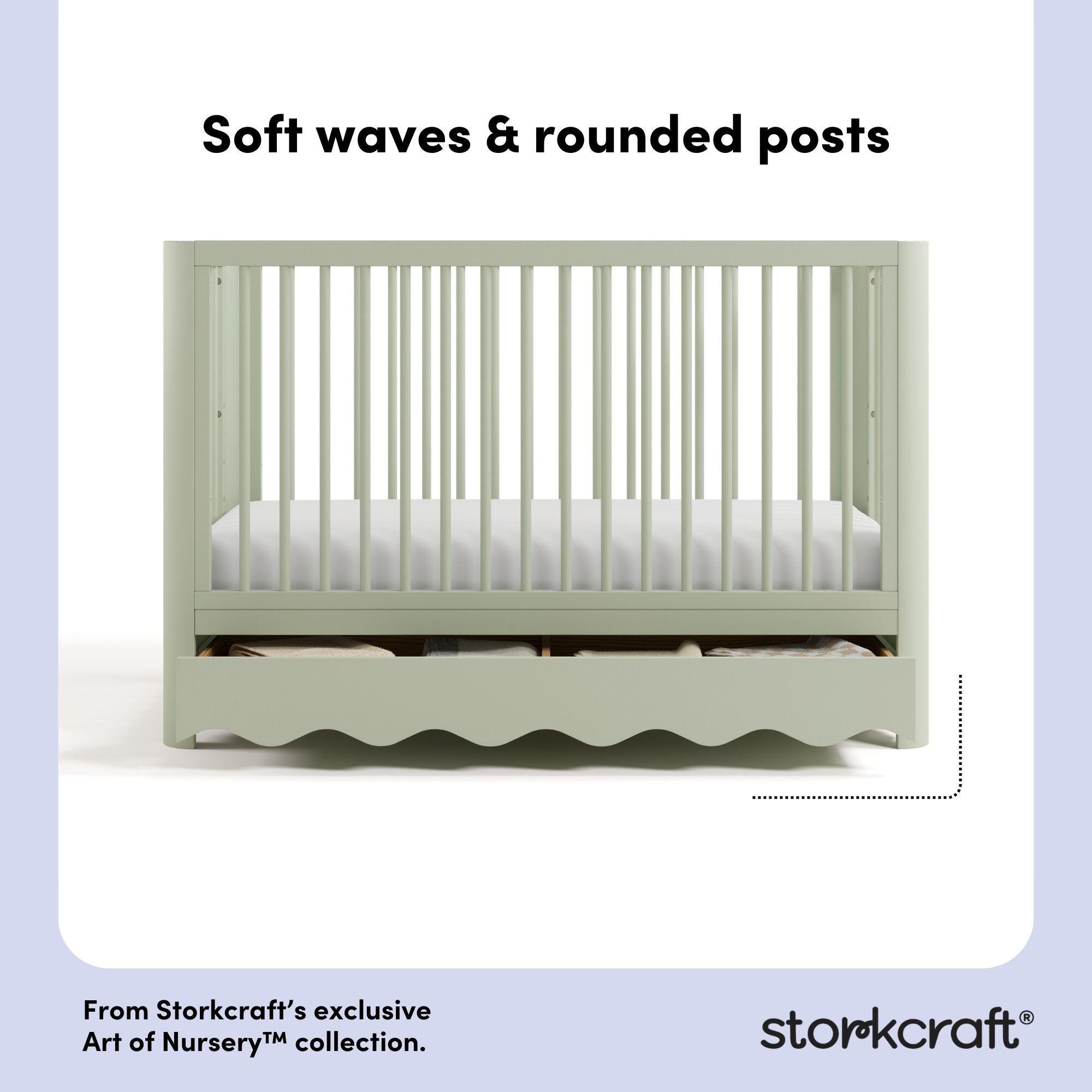 Storkcraft Casablanca Deluxe 5-in-1 Convertible Crib with Storage Drawer, Sage, large