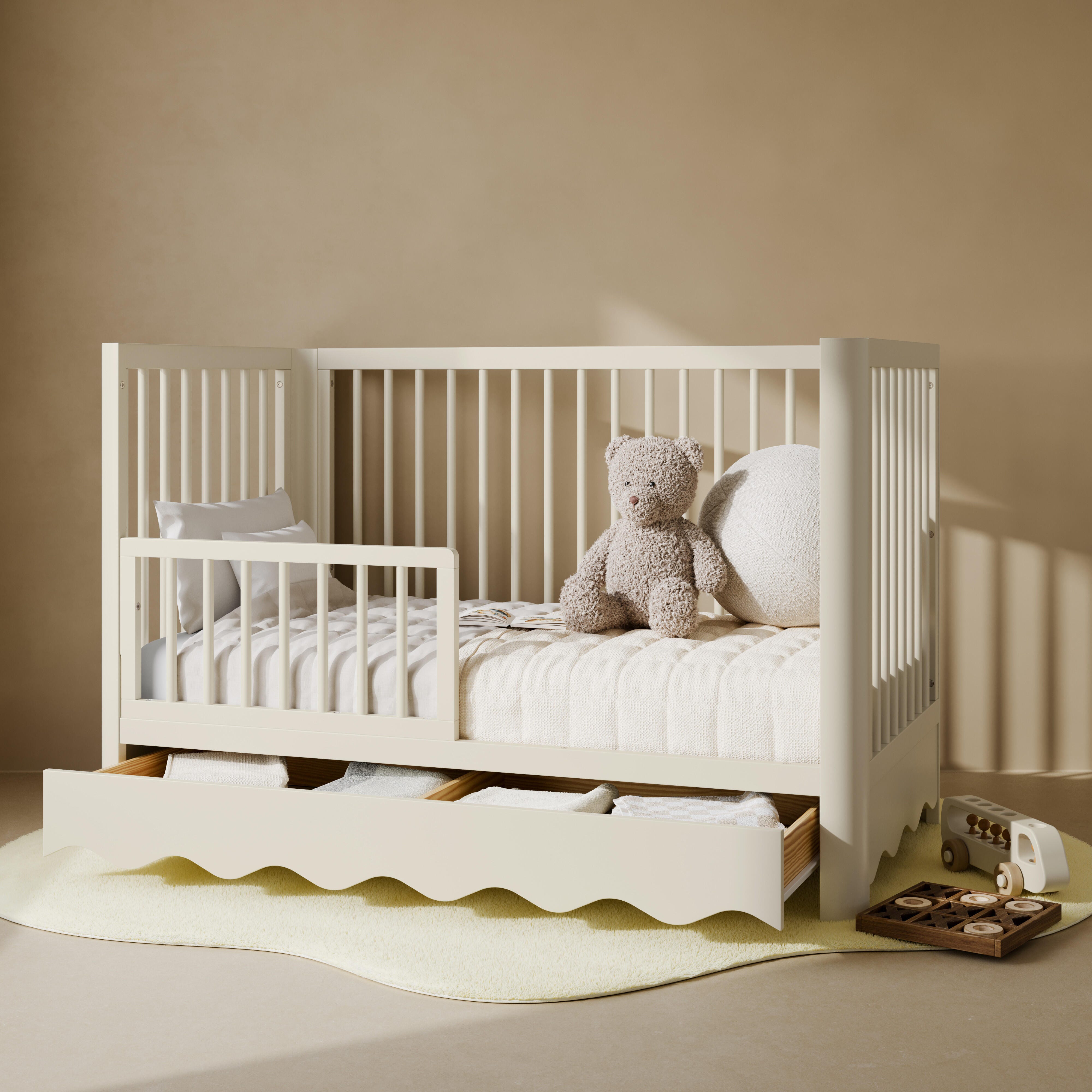 Storkcraft Casablanca Deluxe 5-in-1 Convertible Crib with Storage Drawer, Frosted Oat, large