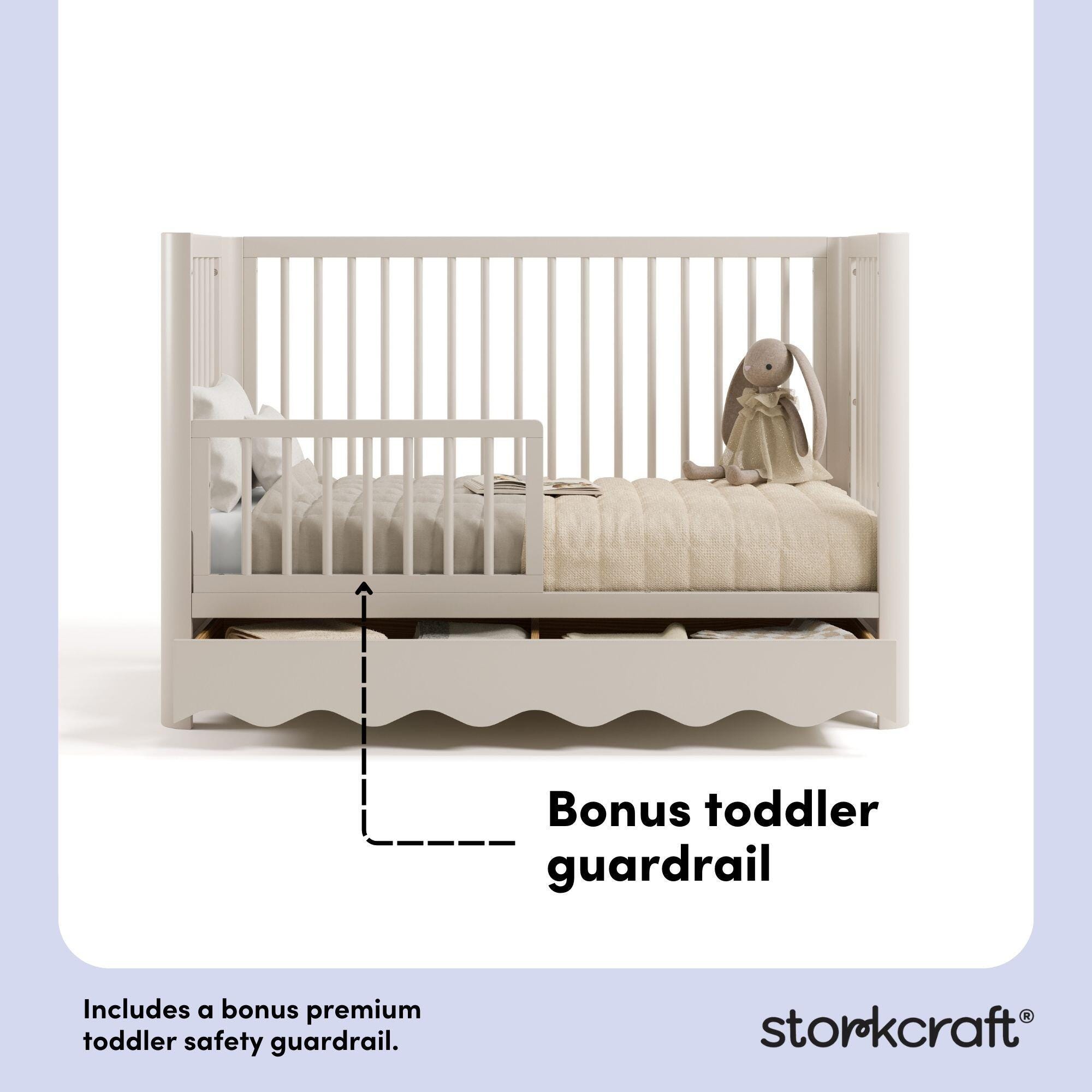 Storkcraft Casablanca Deluxe 5-in-1 Convertible Crib with Storage Drawer, Frosted Oat, large