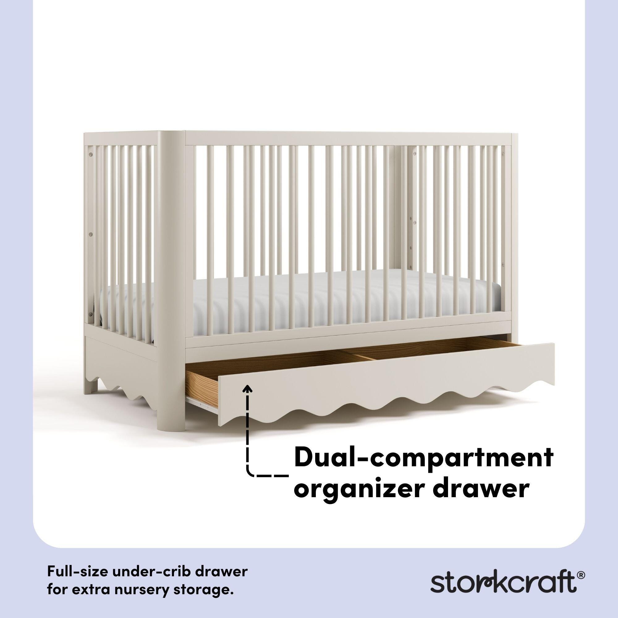 Storkcraft Casablanca Deluxe 5-in-1 Convertible Crib with Storage Drawer, Frosted Oat, large