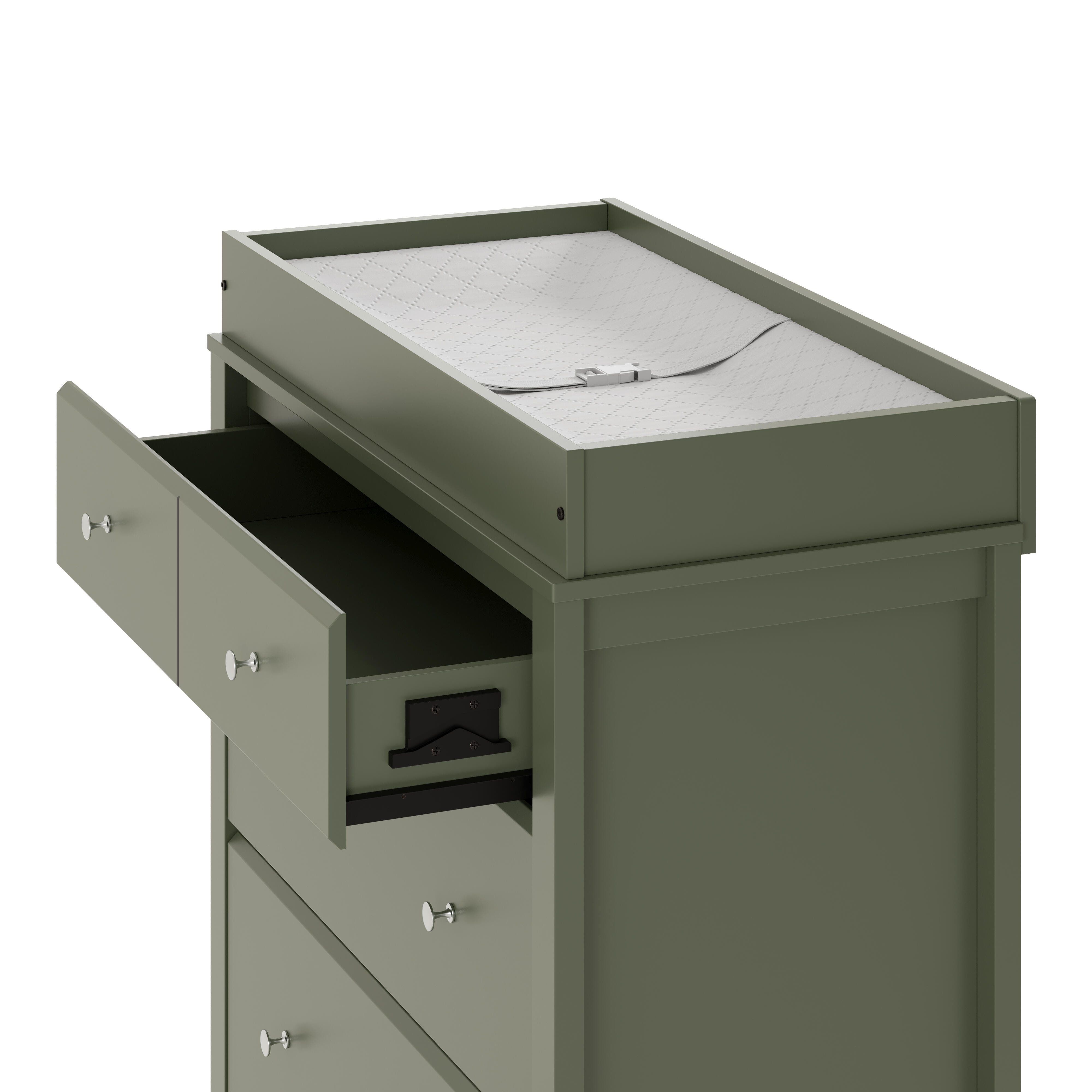 Storkcraft Horizon 3 Drawer Chest of Drawers, Olive, large