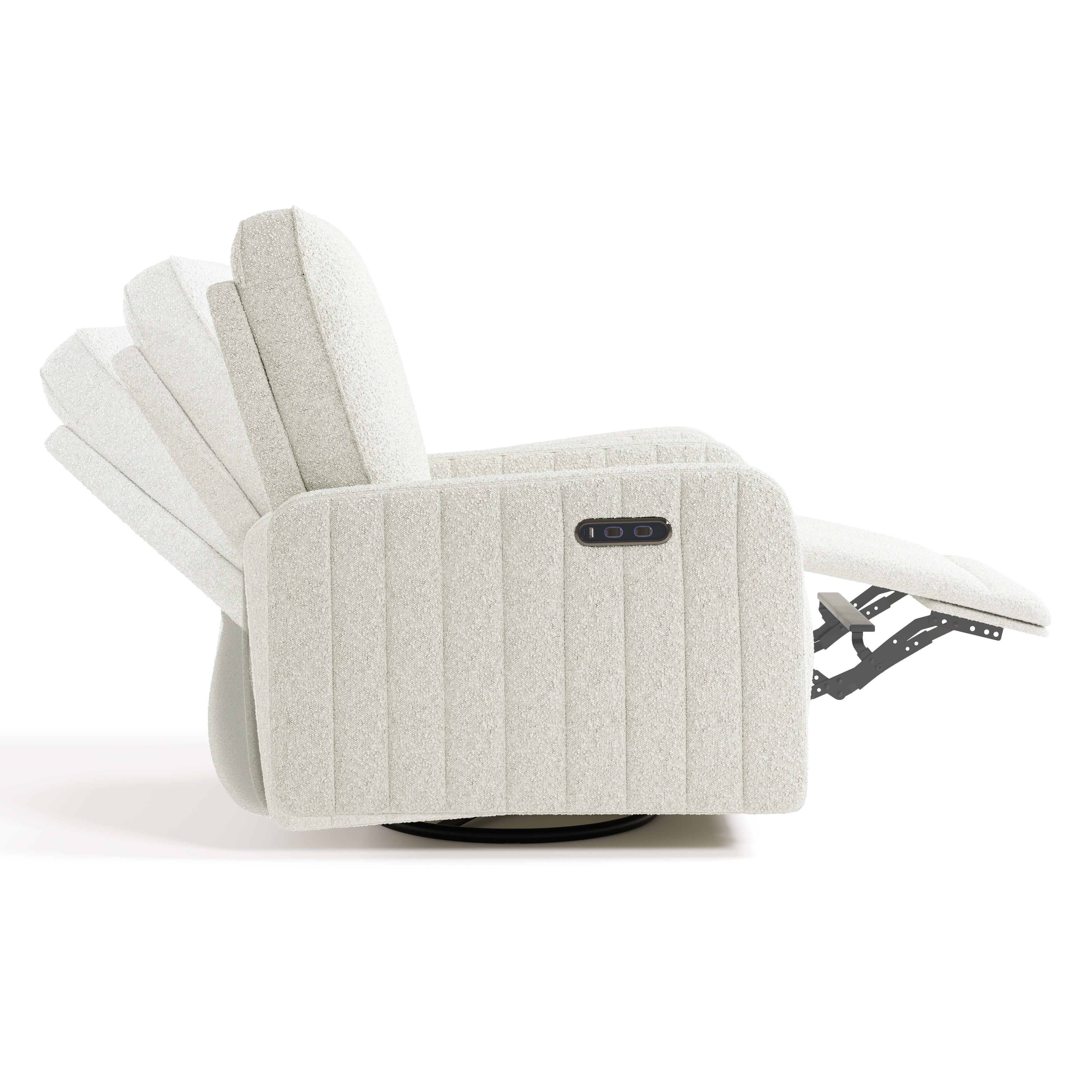 Storkcraft Kyoto Deluxe Power Swivel Glider Recliner, Ivory, large