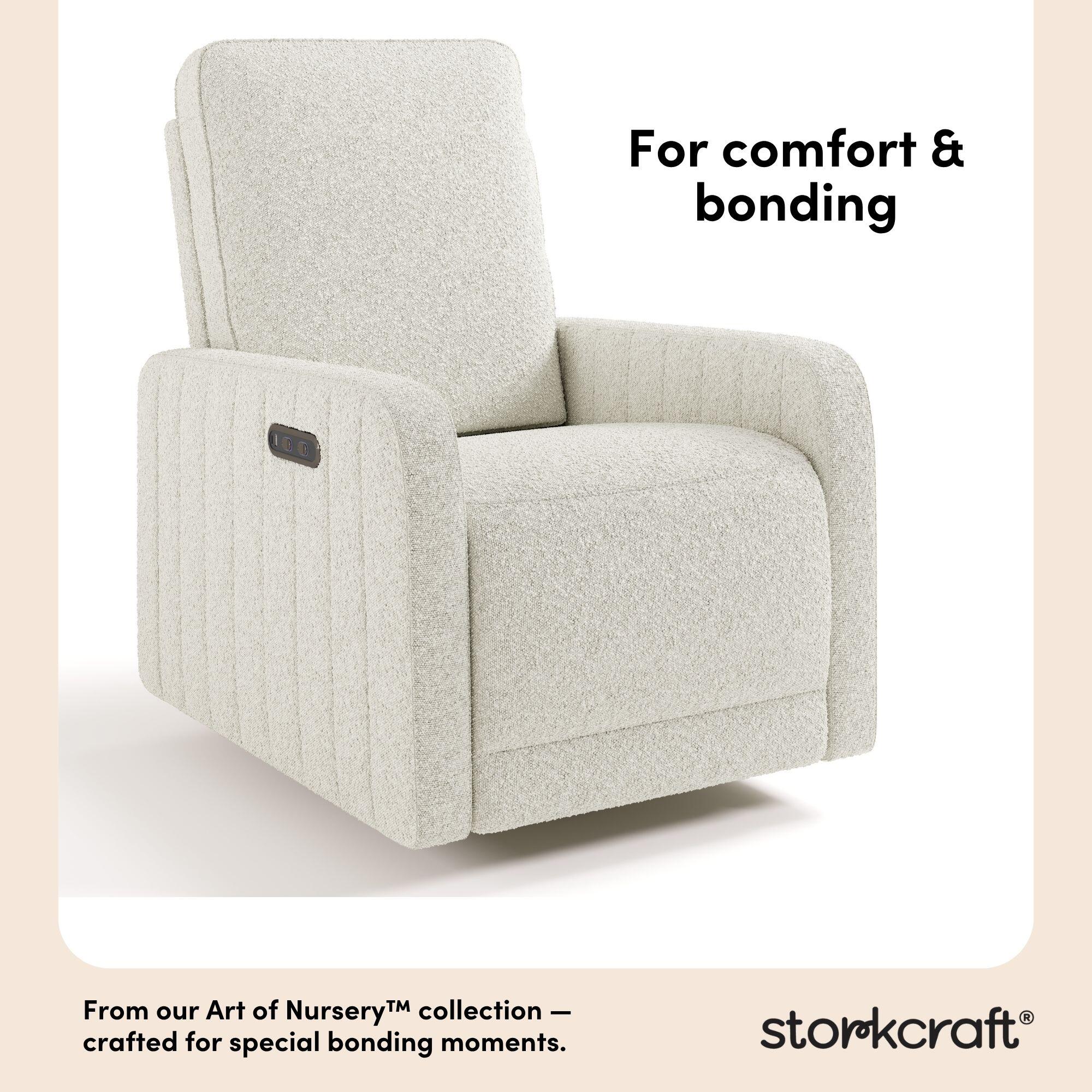 Storkcraft Kyoto Deluxe Power Swivel Glider Recliner, Ivory, large