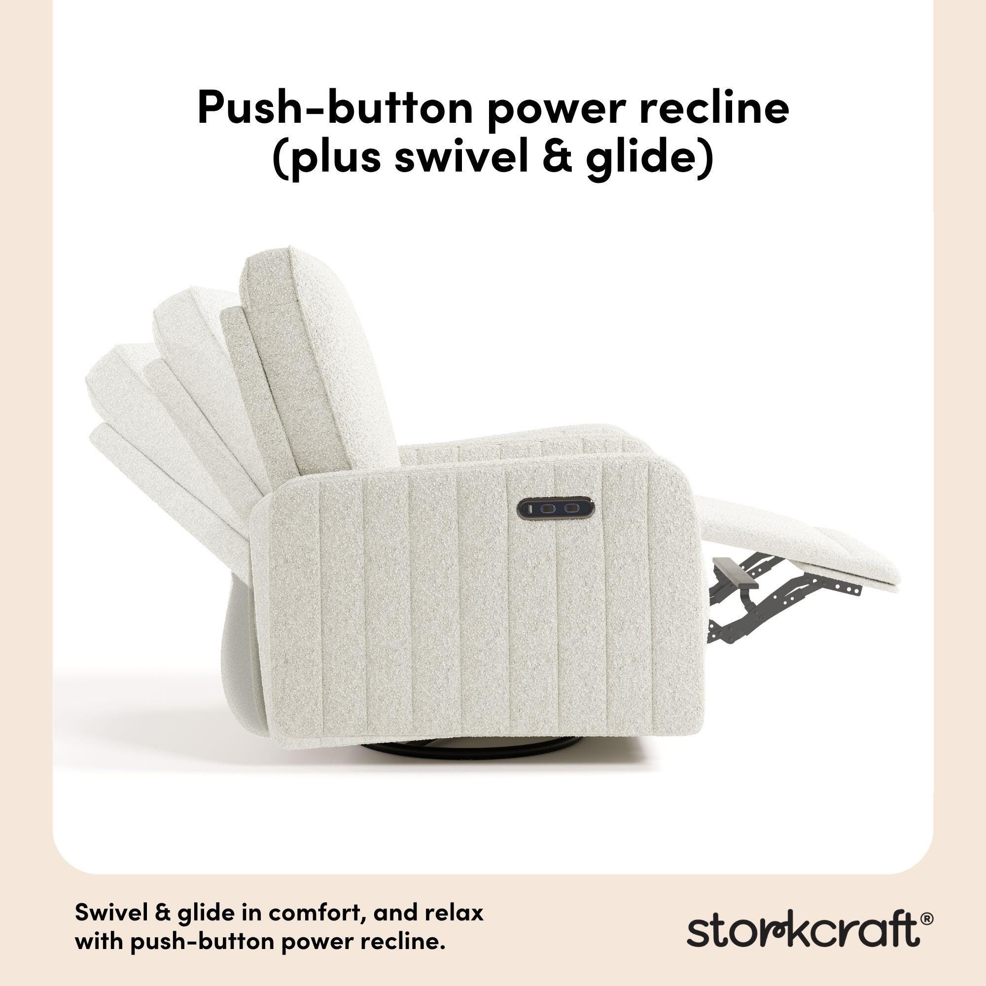 Storkcraft Kyoto Deluxe Power Swivel Glider Recliner, Ivory, large