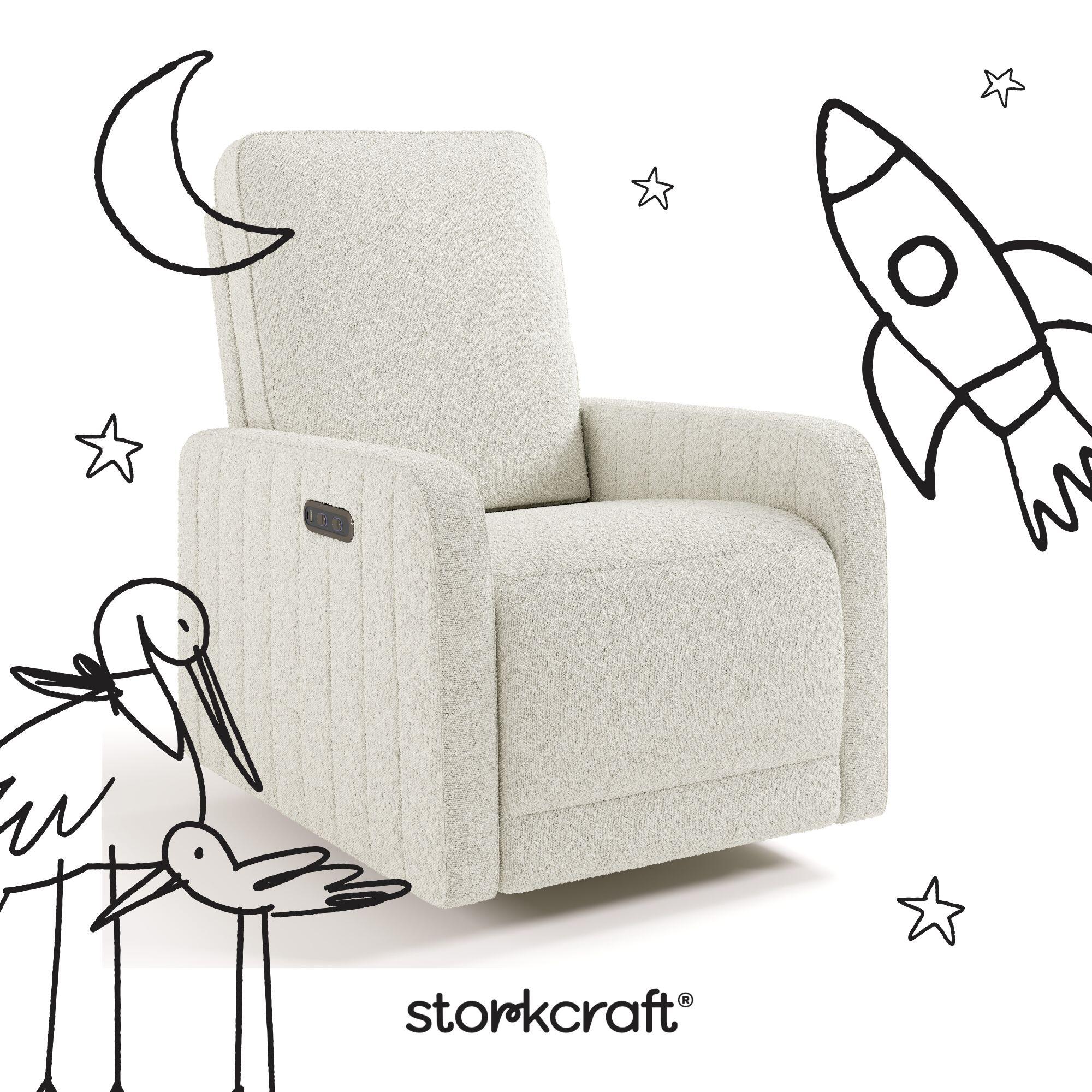 Storkcraft Kyoto Deluxe Power Swivel Glider Recliner, Ivory, large