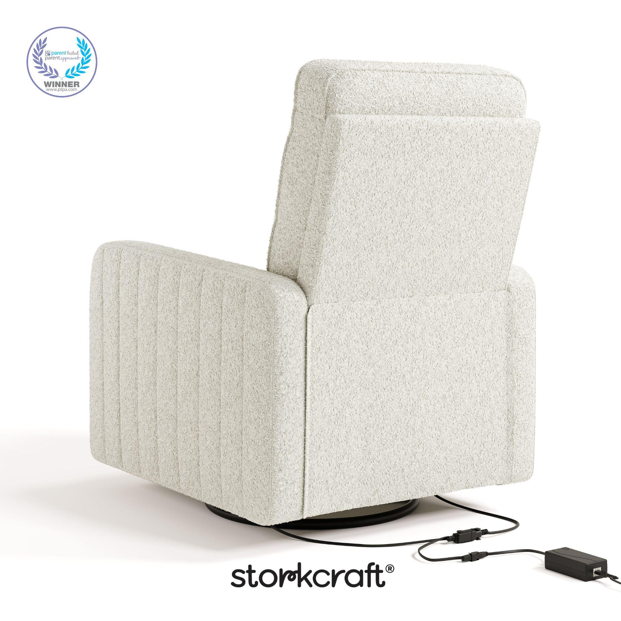 Storkcraft Kyoto Deluxe Power Swivel Glider Recliner, Ivory, large