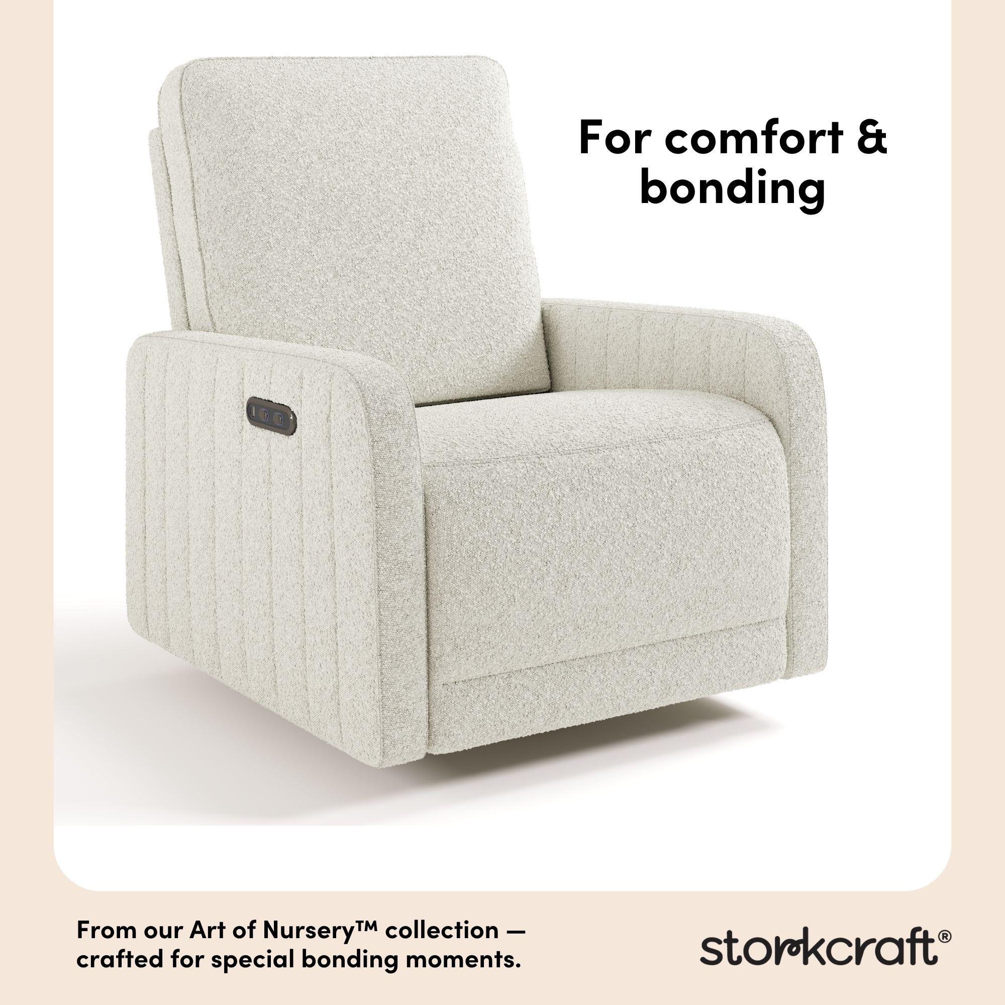 Storkcraft Kyoto Deluxe Extra-Wide Power Swivel Glider Recliner, Ivory, large