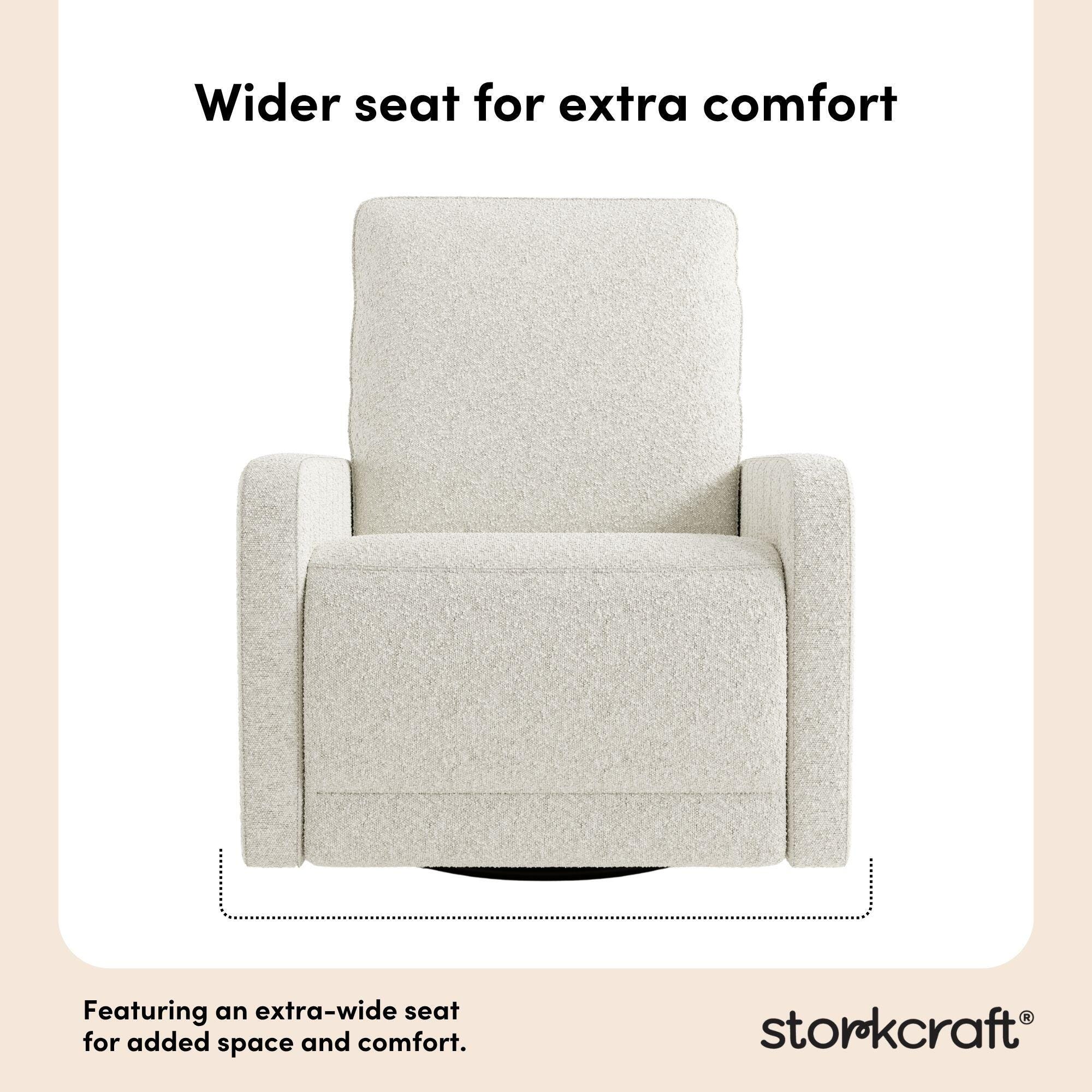 Storkcraft Kyoto Deluxe Extra-Wide Power Swivel Glider Recliner, Ivory, large