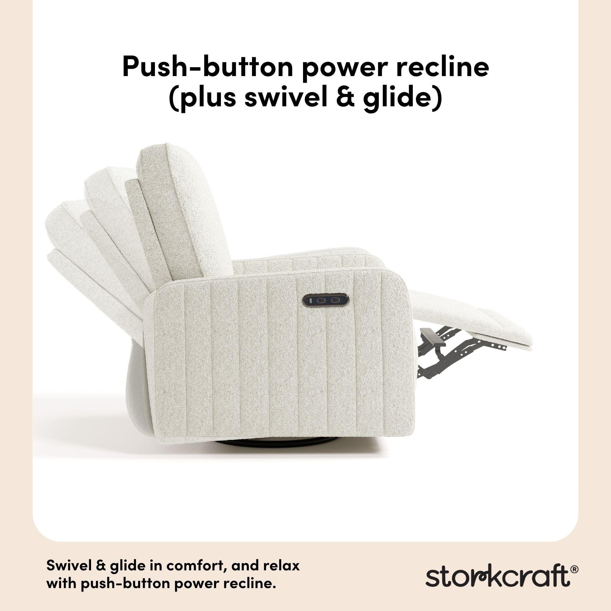 Storkcraft Kyoto Deluxe Extra-Wide Power Swivel Glider Recliner, Ivory, large