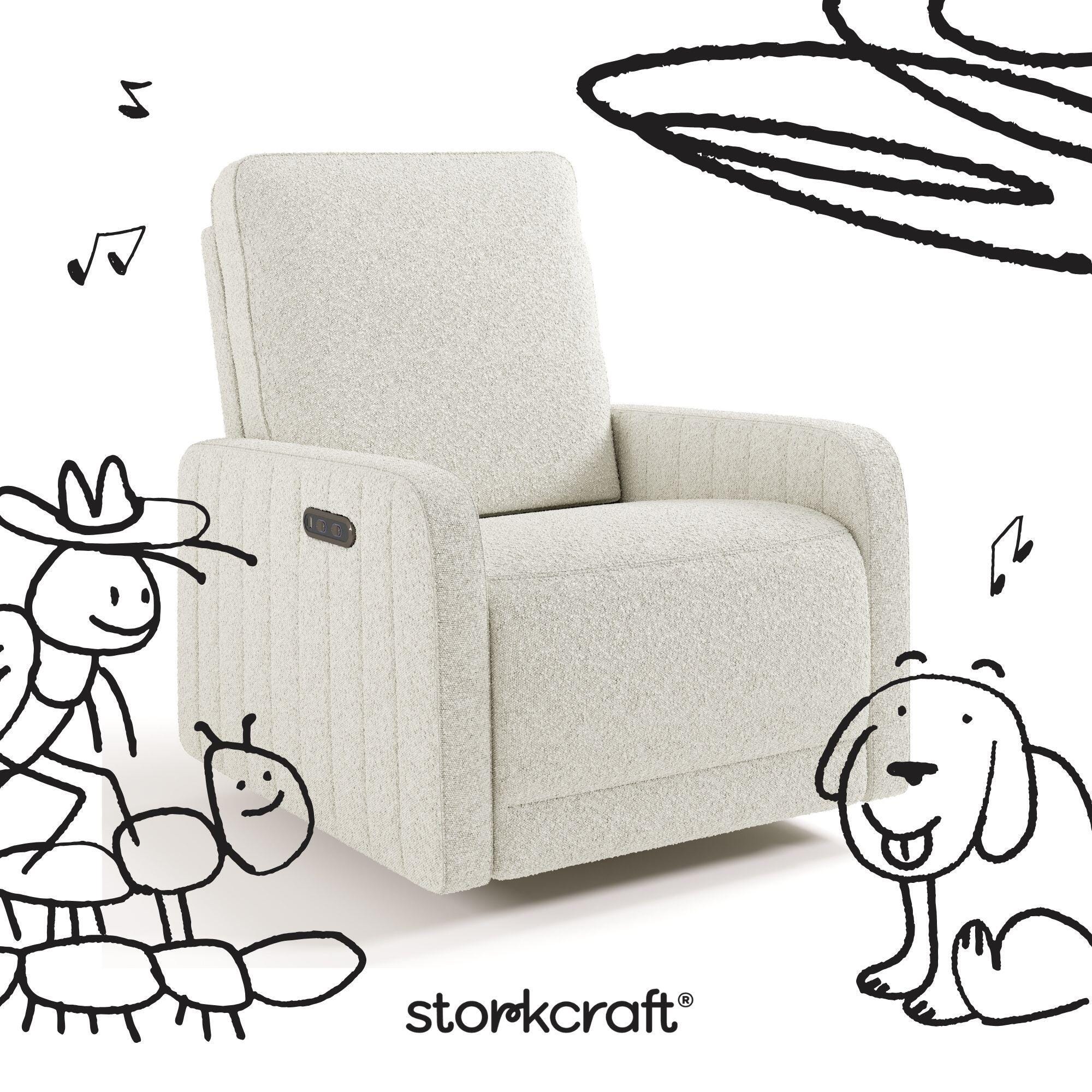 Storkcraft Kyoto Deluxe Extra-Wide Power Swivel Glider Recliner, Ivory, large