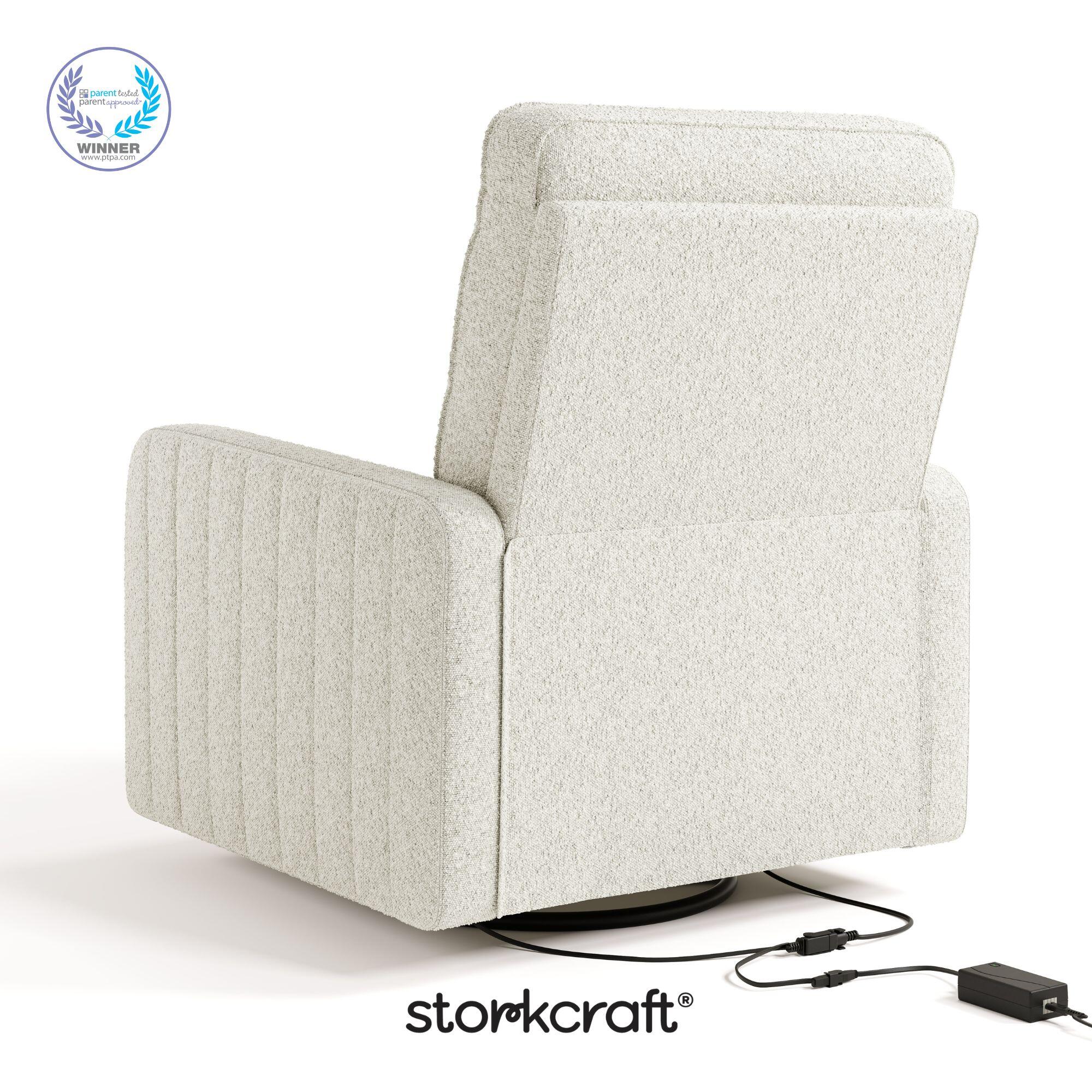 Storkcraft Kyoto Deluxe Extra-Wide Power Swivel Glider Recliner, Ivory, large