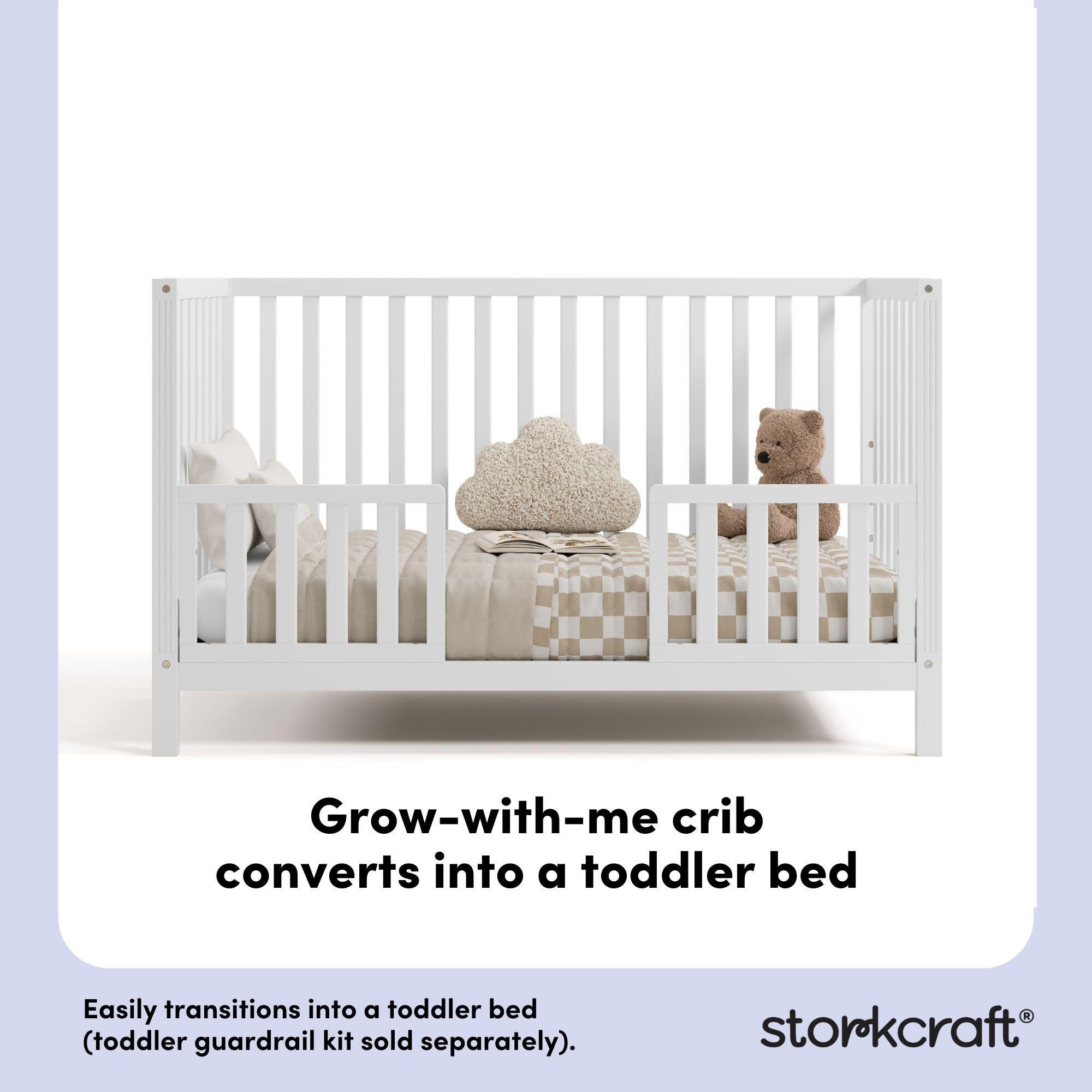 Storkcraft Morningside 5-in-1 Convertible Crib, White, large