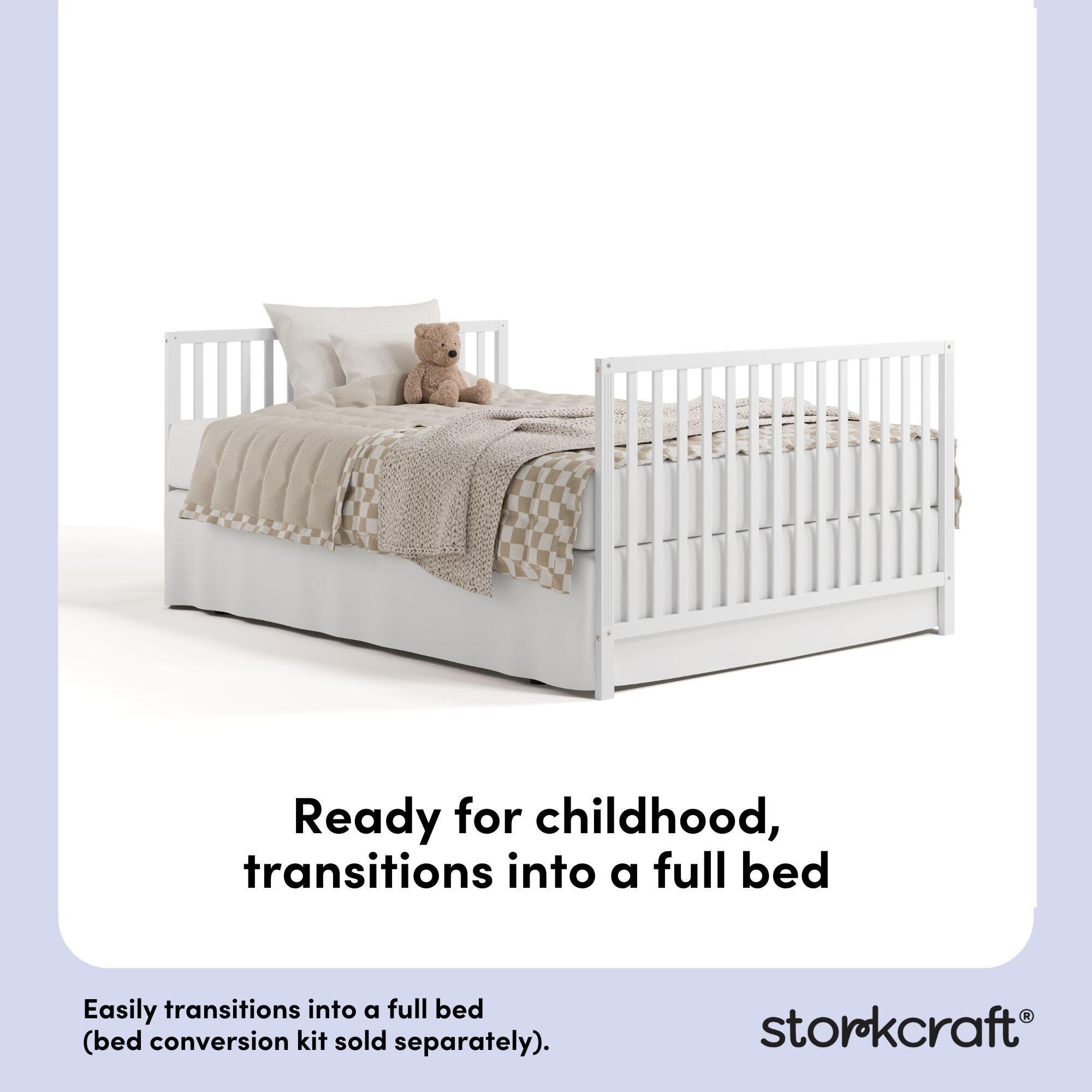 Storkcraft Morningside 5-in-1 Convertible Crib, White, large