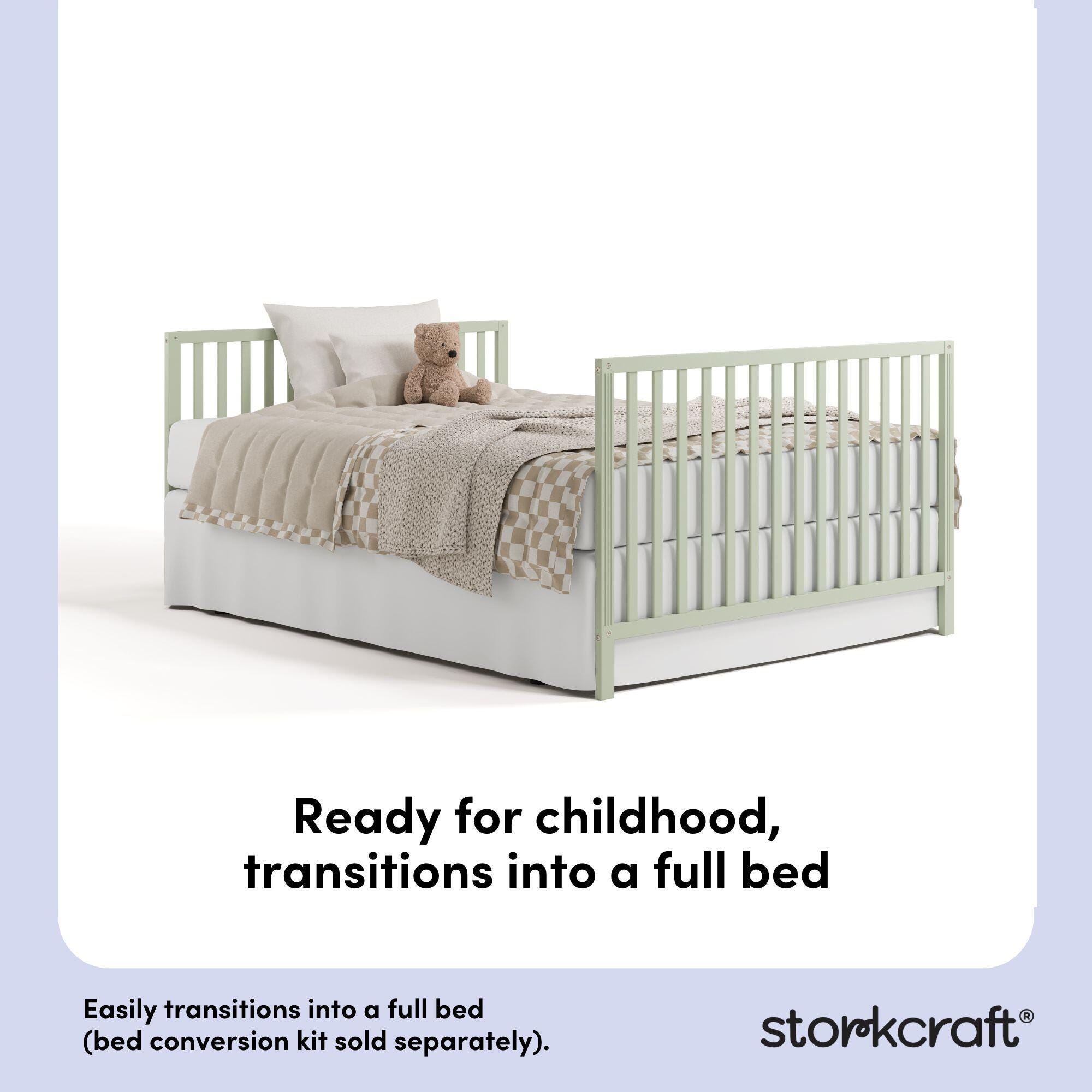 Storkcraft Morningside 5-in-1 Convertible Crib, Sage, large