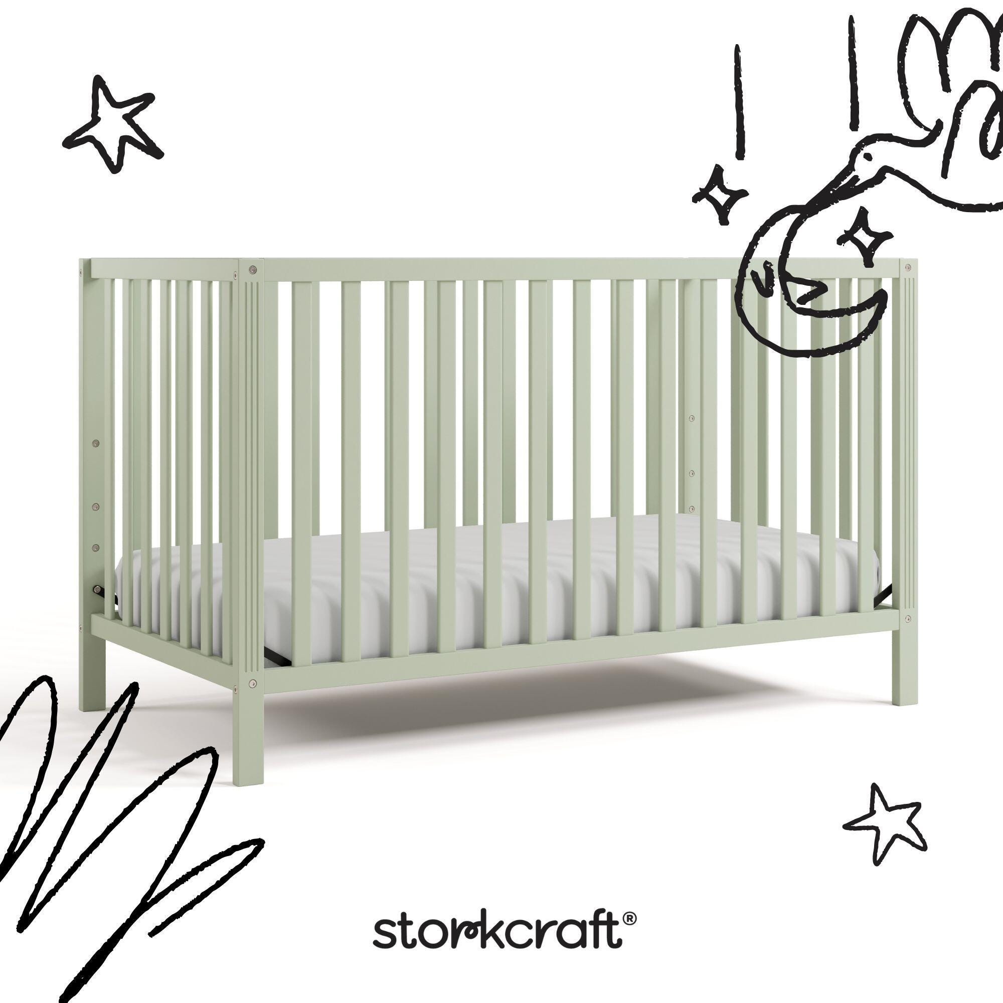 Storkcraft Morningside 5-in-1 Convertible Crib, Sage, large