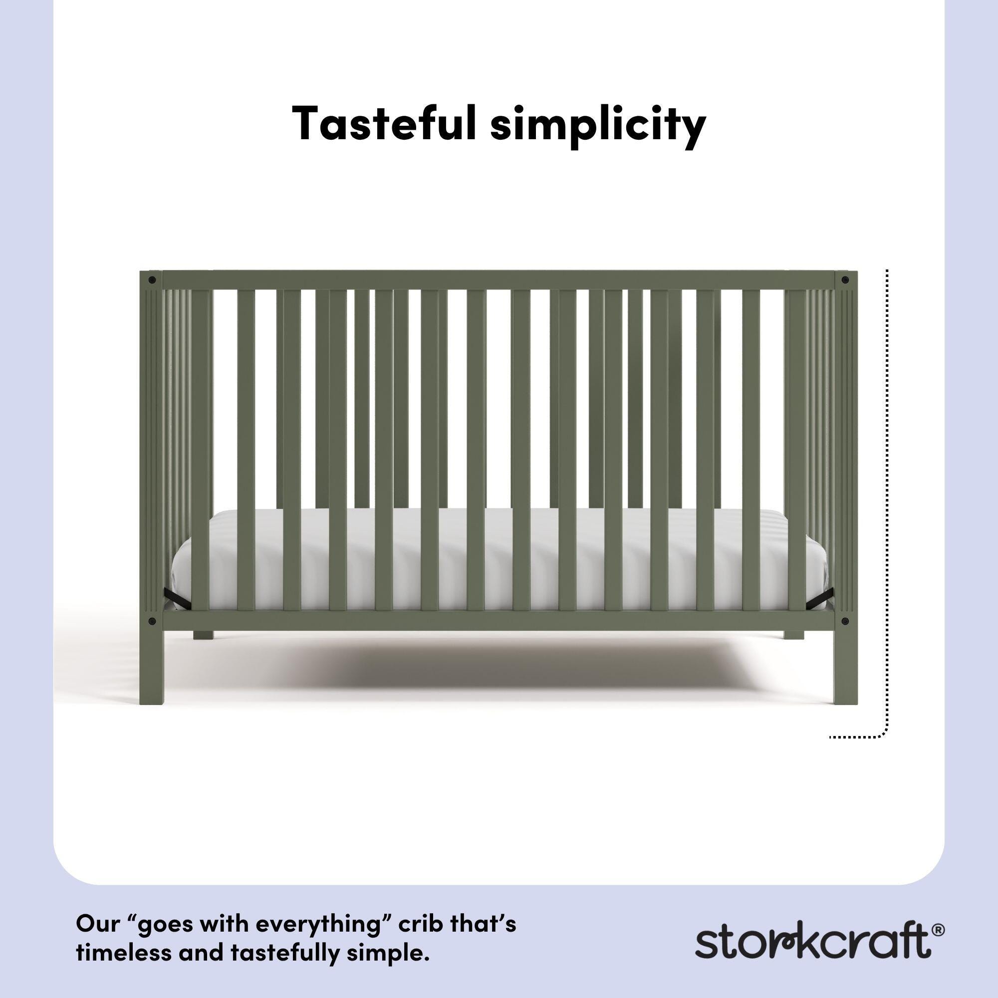 Storkcraft Morningside 5-in-1 Convertible Crib, Olive, large