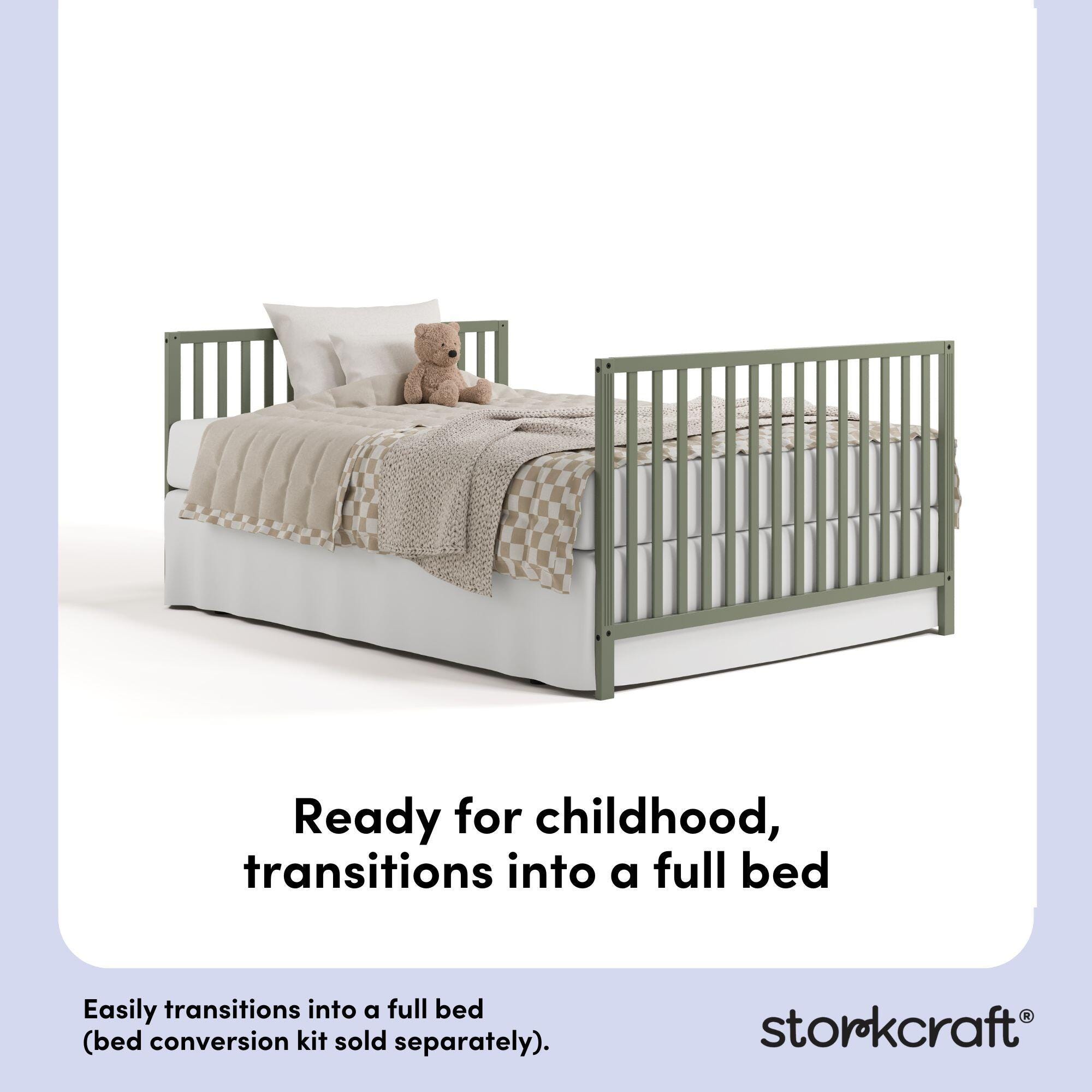 Storkcraft Morningside 5-in-1 Convertible Crib, Olive, large