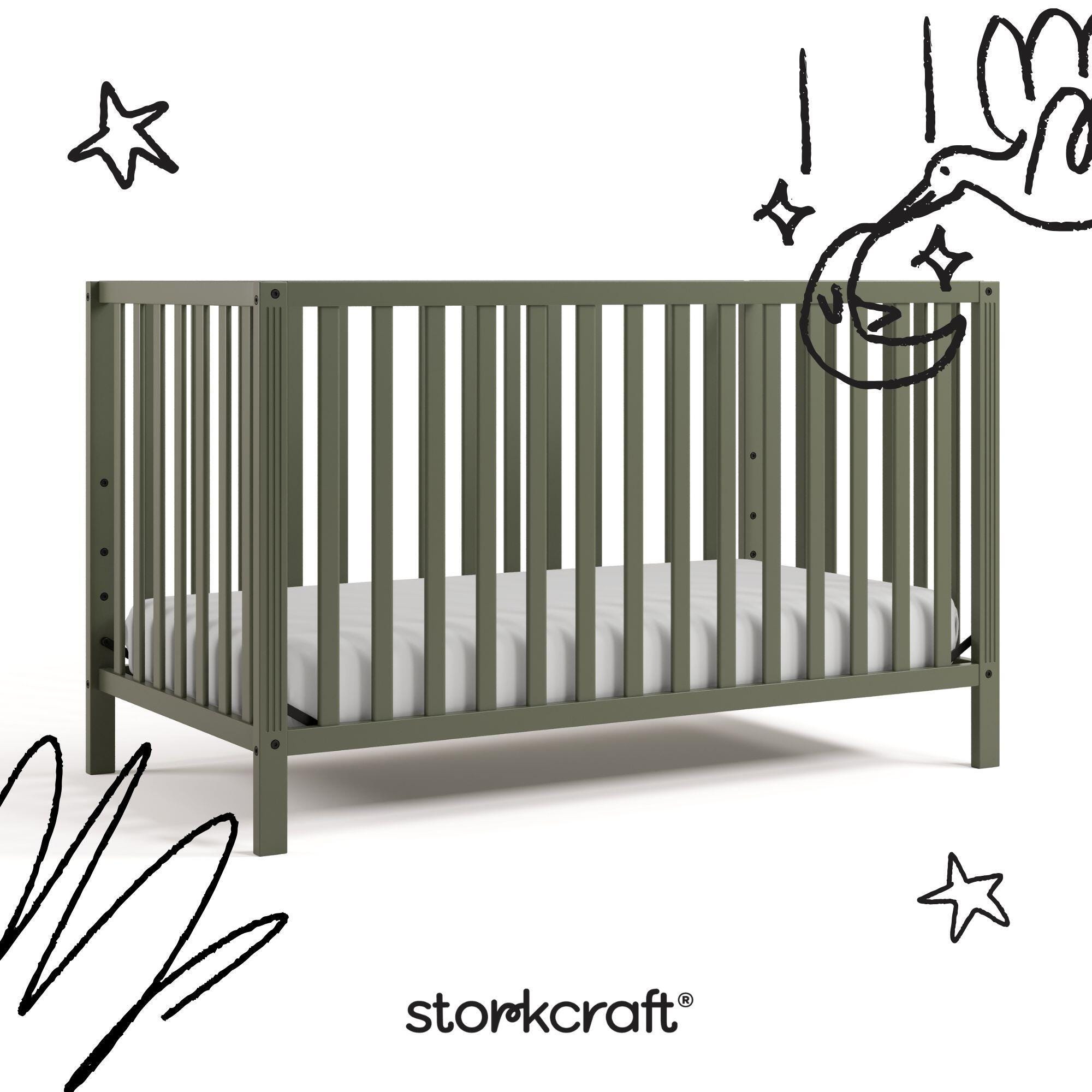 Storkcraft Morningside 5-in-1 Convertible Crib, Olive, large